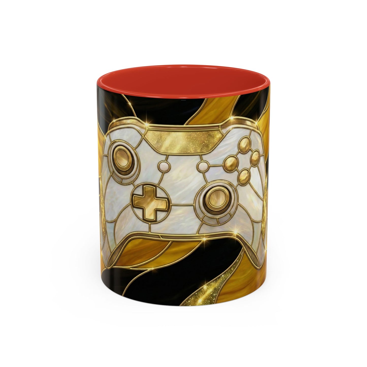 Stained Glass Gamer Mug, Gold Controller Coffee Cup, Video Game Gifts for Him, Gamer Boyfriend Gift, Teen Boy Gaming Mug, Desk Decor