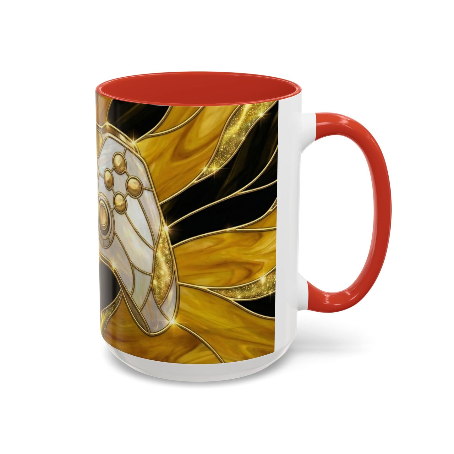 Stained Glass Gamer Mug, Gold Controller Coffee Cup, Video Game Gifts for Him, Gamer Boyfriend Gift, Teen Boy Gaming Mug, Desk Decor