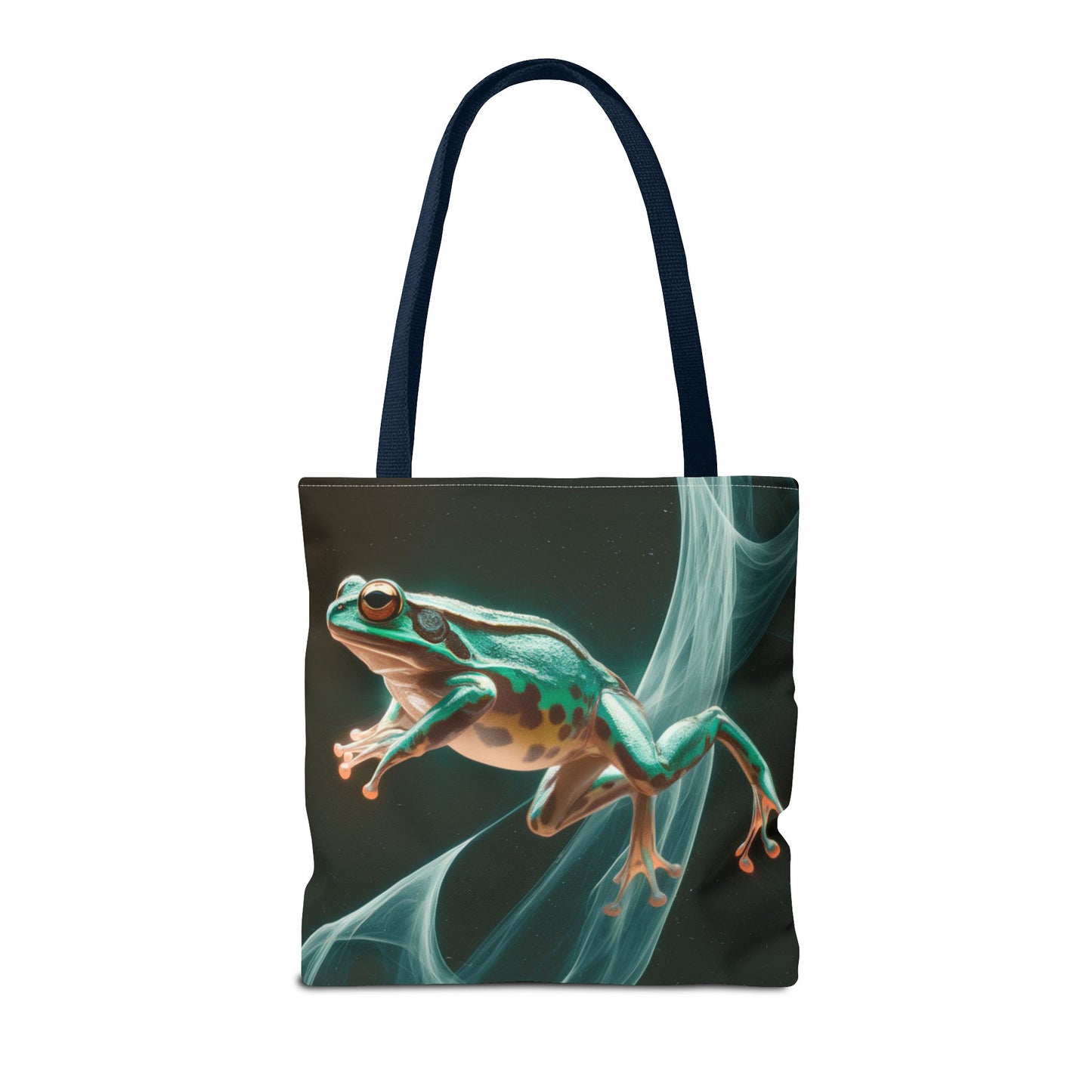 Frog in Motion Tote Bag, Nature-Inspired Green Frog Design Eco-Friendly Shoulder Bag, Artistic Reusable Tote For Everyday Use And Gifts