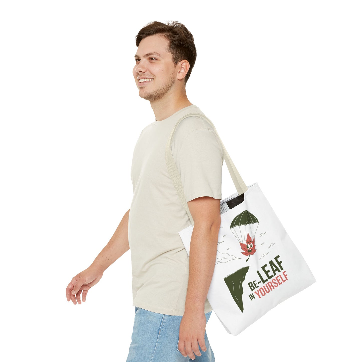 Tote Bag - Be-Leaf In Yourself Pun Design