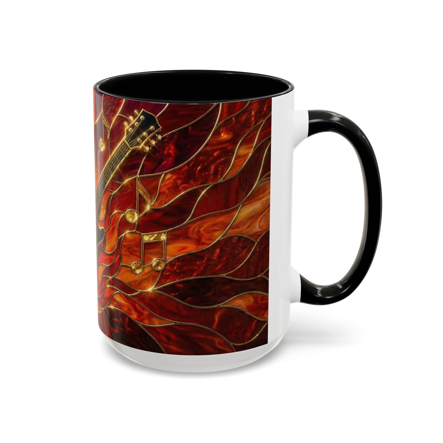 Stained Glass Guitar Mug, Fire Guitar Coffee Mug, Music Lover Gift Mug, Rock Guitar Art Cup, Musician Gift Mug, Guitar Lover Cup