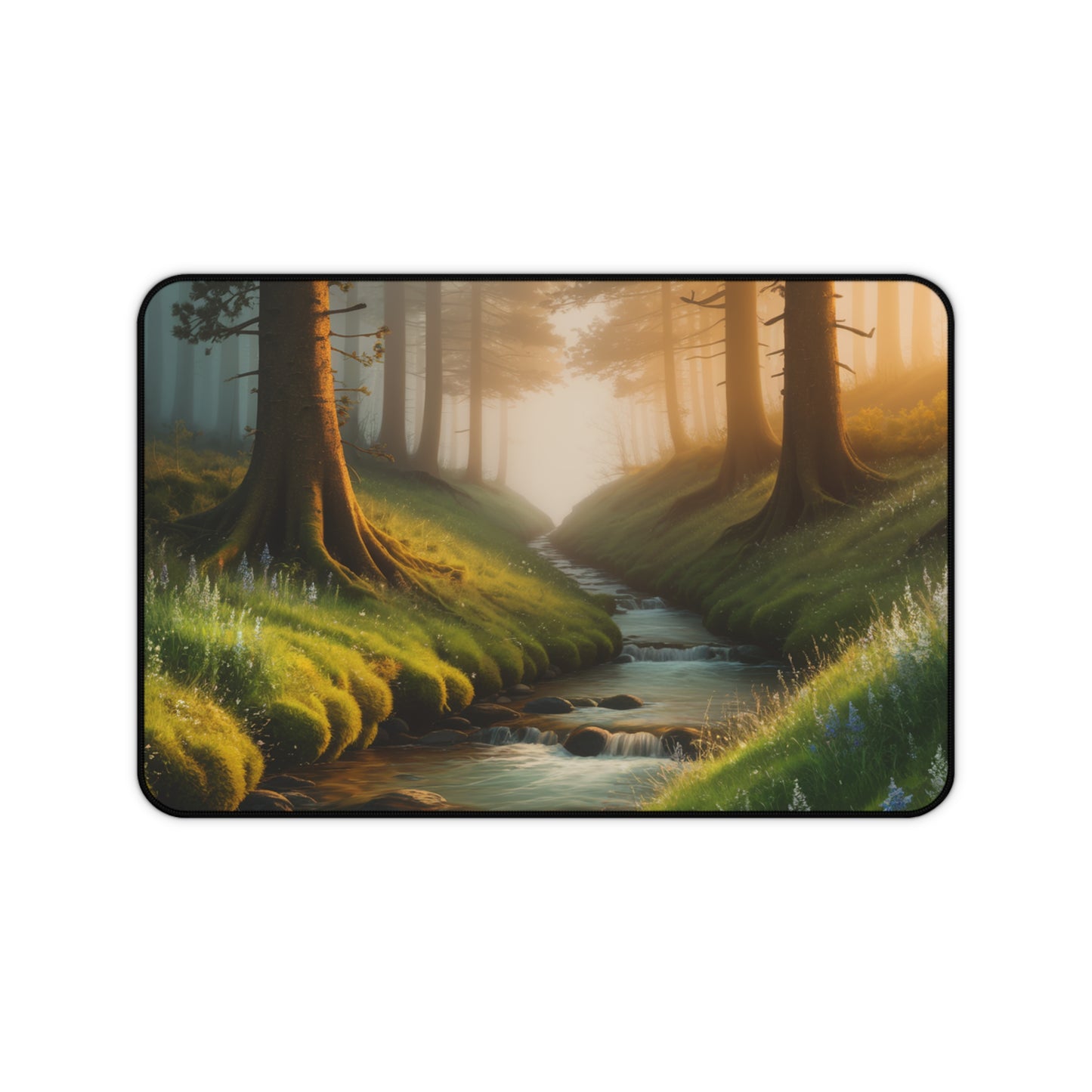 Desk Mat Mouse Pad with Forest Stream Design Nature Decor Office Decoration Stream Home Decor