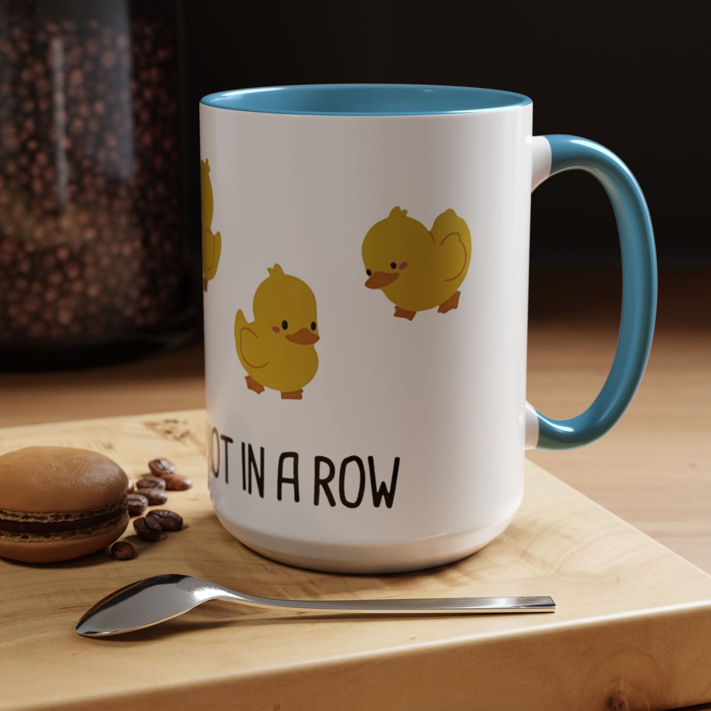 Funny Duck Mug, Cute Chick Coffee Cup, “Definitely Not In A Row” Mug, Cute Animal Lover Gift, Humor Tea Cup, Yellow Duck Kitchenware