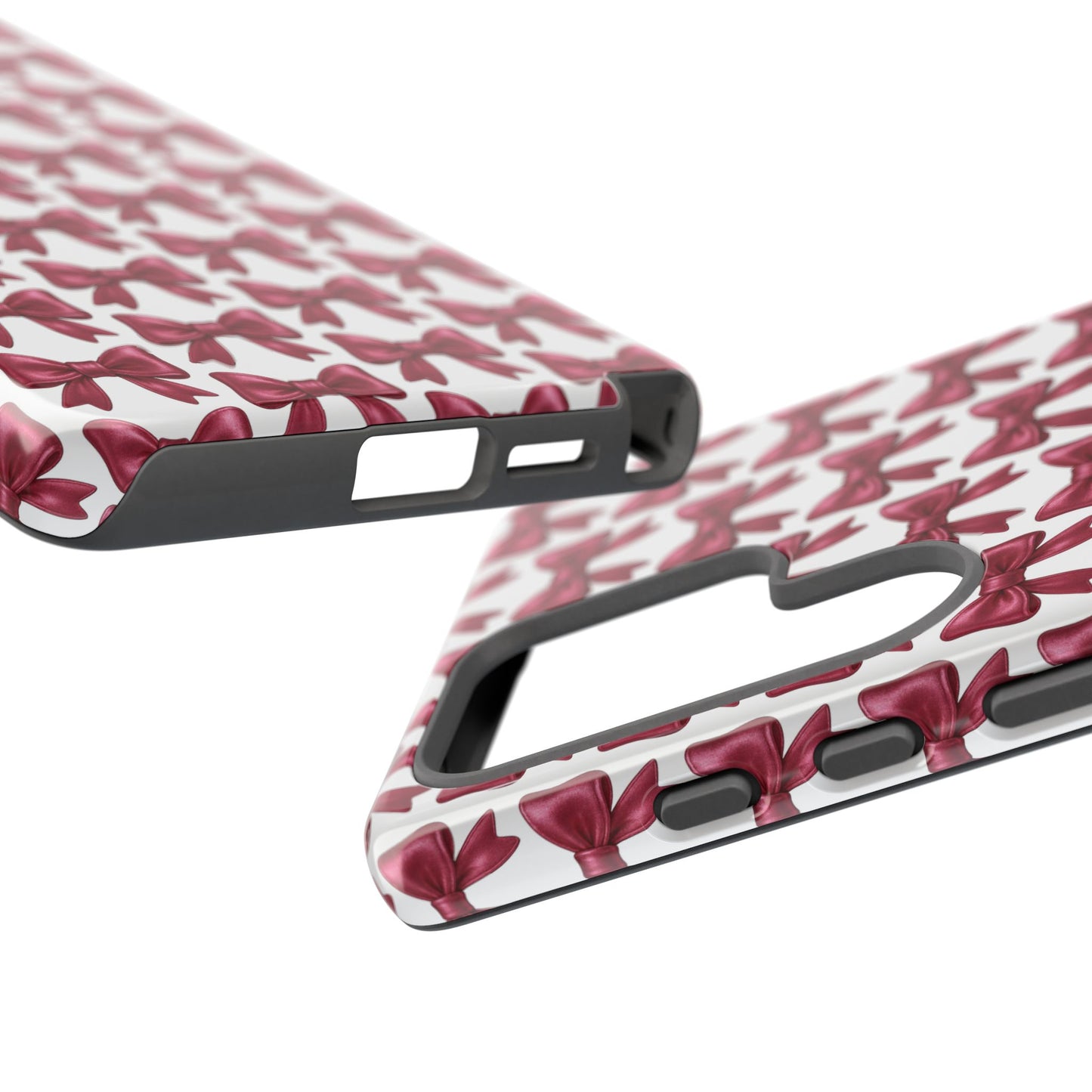 Coquette Samsung Case - Burgundy Bow Pattern Phone Cover, Girly Soft Aesthetic Gift, Cute Galaxy Case for Her