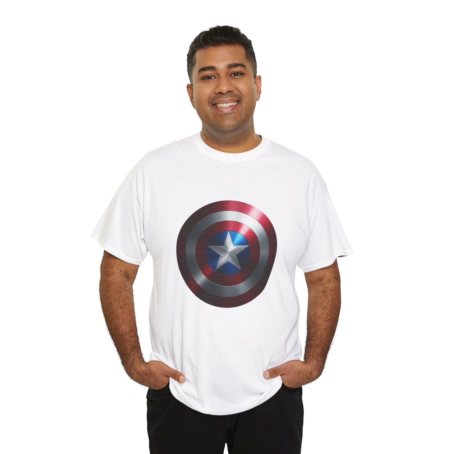 Patriotic Hero Shield Shirt – Star Emblem Graphic Tee – Super Soldier Gift – Comic Inspired Unisex Shirt – Cosplay Convention Top