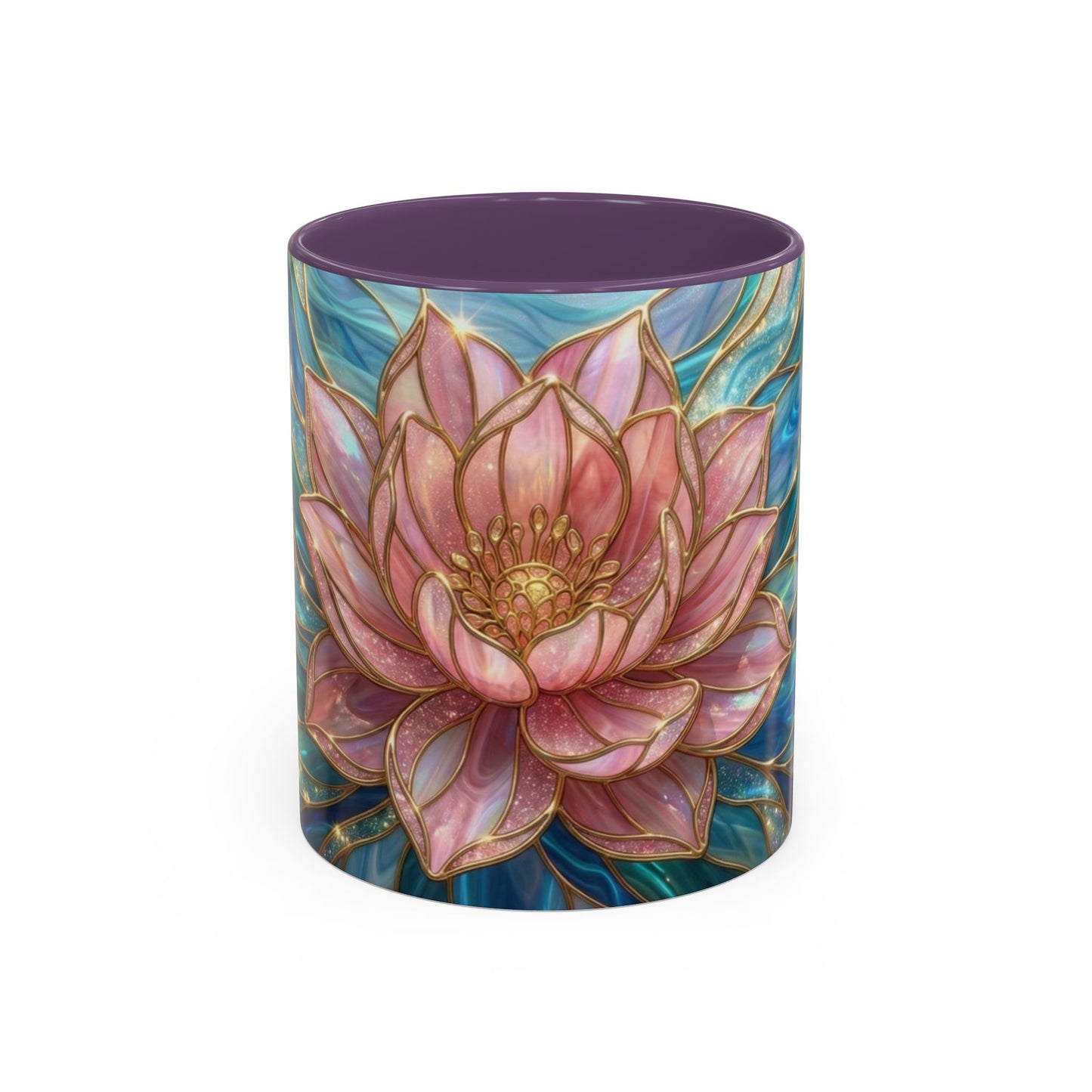 Pink Lotus Flower Mug, Stained Glass Style Coffee Cup, Spiritual Zen Gift For Women, Yoga Lover Tea Mug, Meditation Boho Floral Drinkware