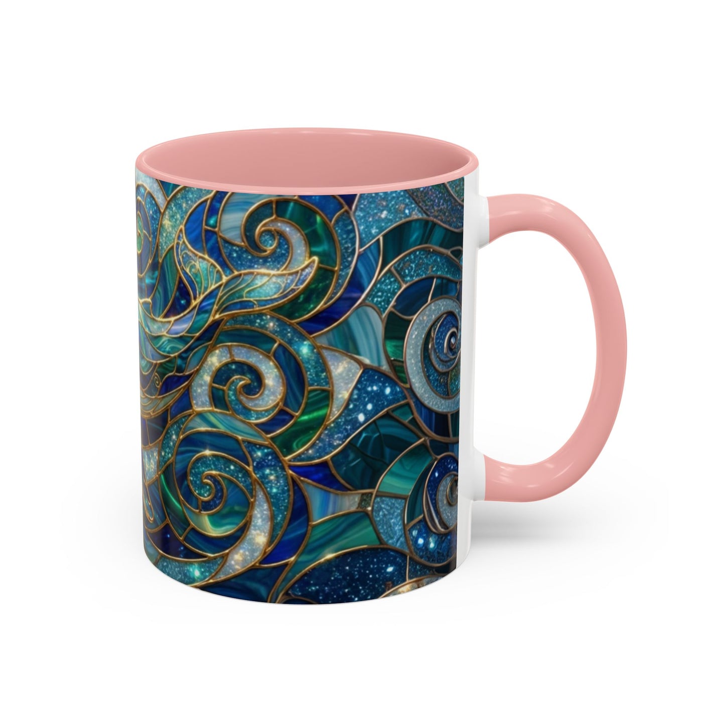 Stained Glass Whale Mug, Ocean Art Coffee Cup, Blue Sea Life Design, Nautical Gift For Ocean Lovers, Colorful Stained Glass Whale Cup