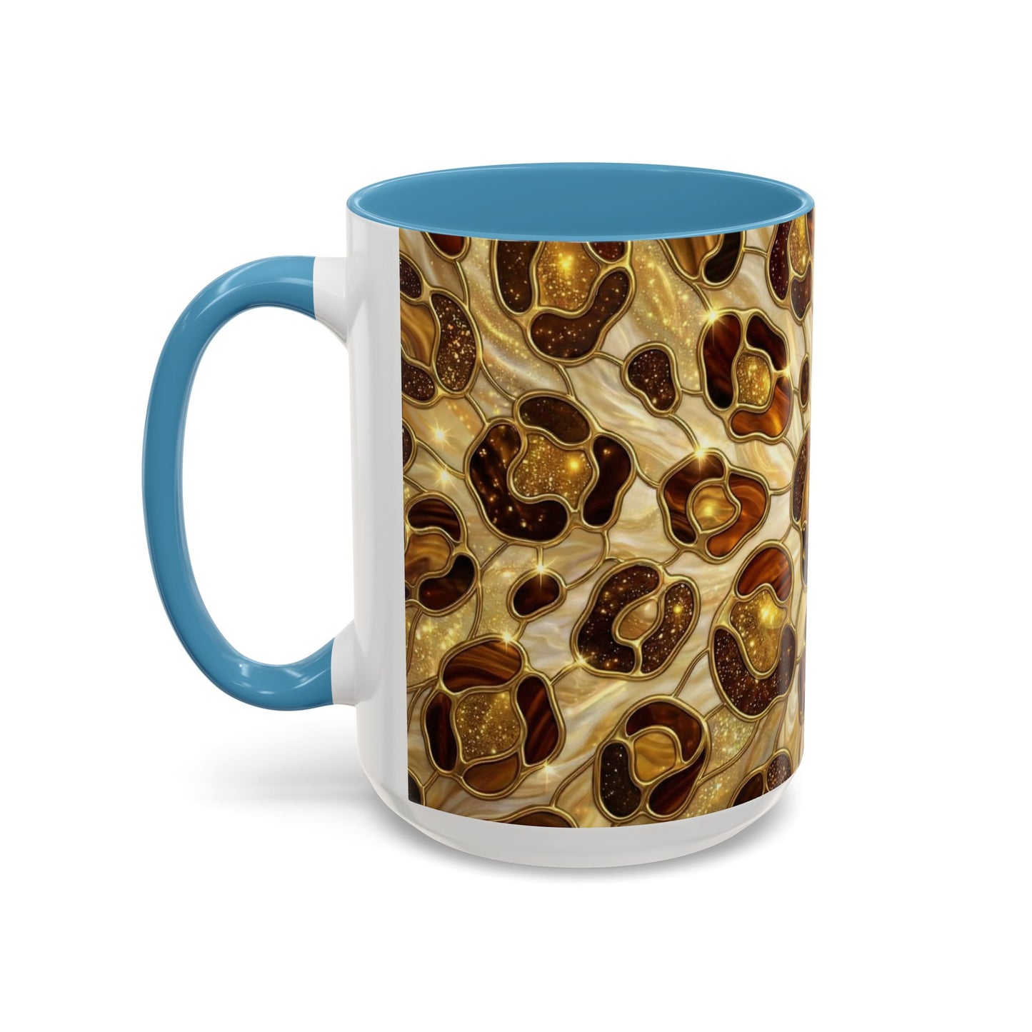 Stained Glass Leopard Print Mug, Gold Cheetah Coffee Cup, Luxury Animal Print Gift, Glam Mosaic Tea Mug, Trendy Desk Decor For Her Gifts