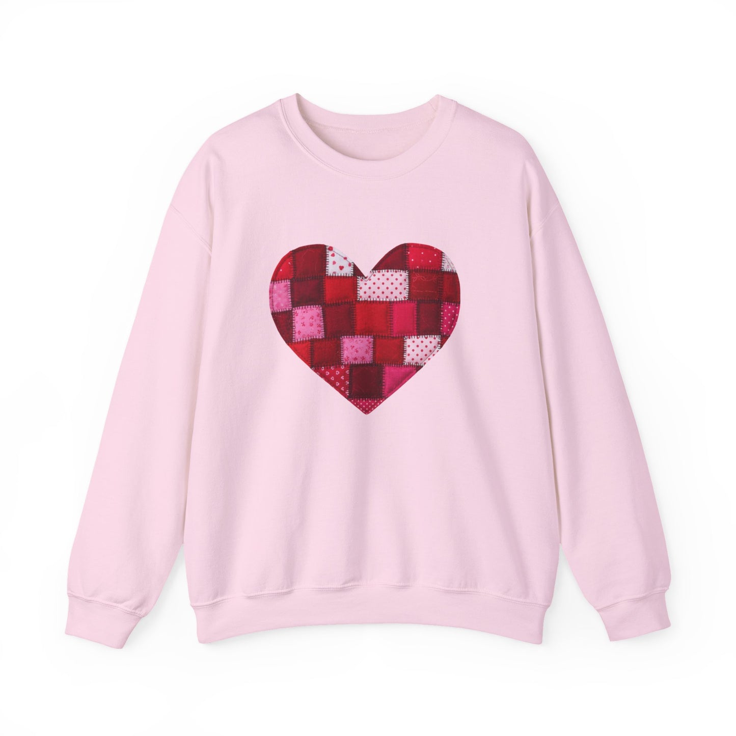 Faux Patchwork Heart Sweatshirt, Quilted Look Heart Pullover, Cozy Valentine Crewneck, Handmade Style Sweatshirt, Love Heart Shirt, Valentine Gift