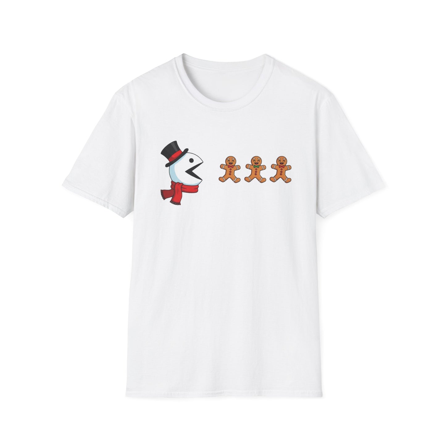 Snowman Pacman Christmas Shirt, Funny Gingerbread Men Tee, Cute Holiday Snowman T-Shirt, Christmas Humor Graphic Tee, Winter Holiday Shirt