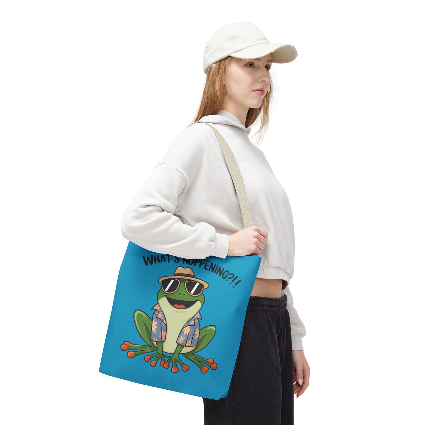 Frog Tote Bag - What's Hoppening Pun Design