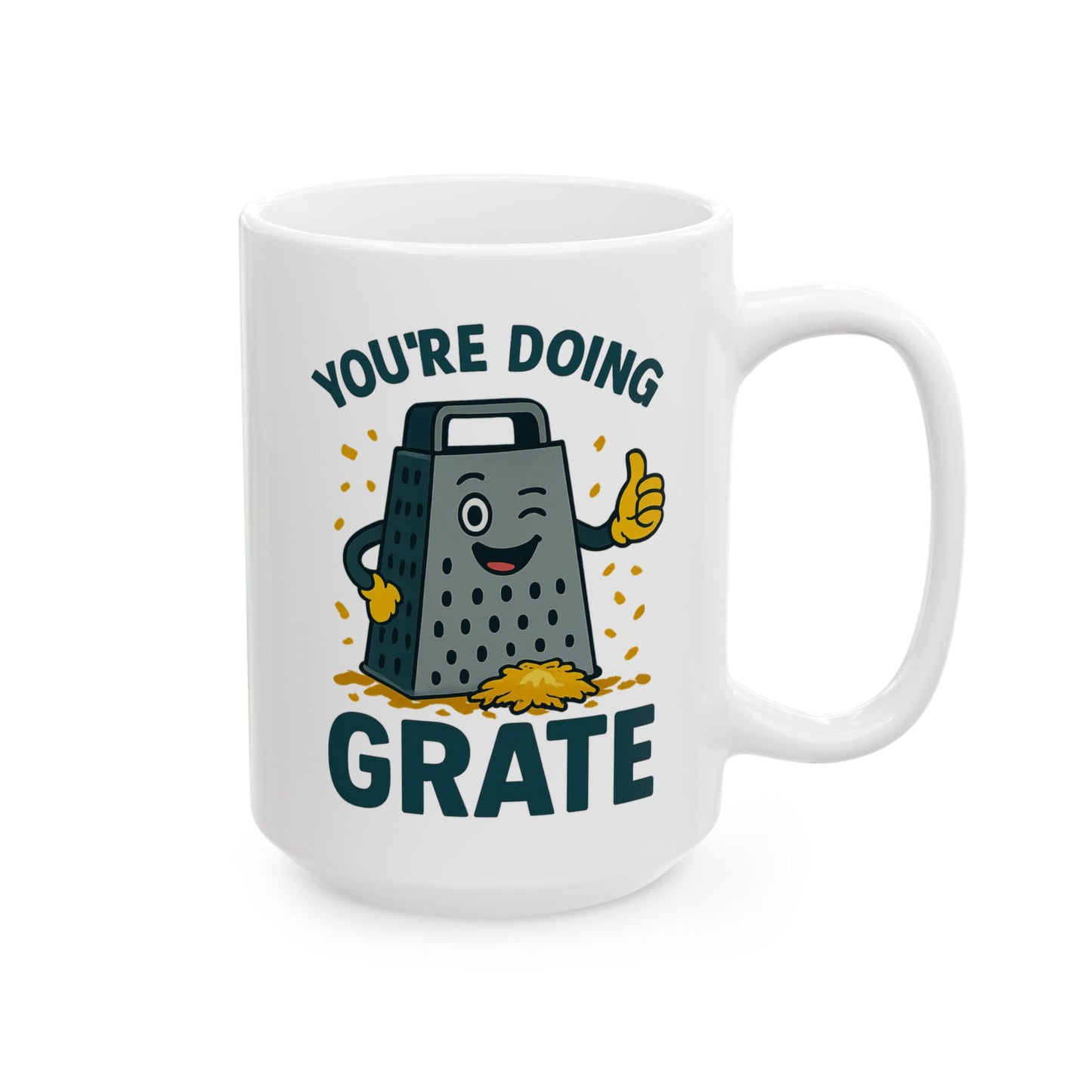 You’re Doing Grate Funny Pun Mug – Cheesy Kitchen Coffee Cup, Positive Encouragement Gift for Coworkers, Friends & Teachers