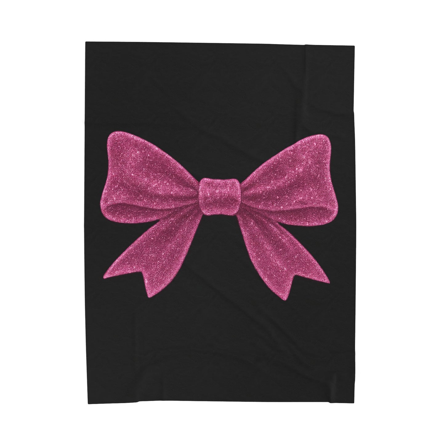 Black Throw Blanket with Glitter Pink Bow – Cozy Soft Bed Cover – Girly Glam Room Decor – Teen Girl Gift – Elegant Bedding Accent