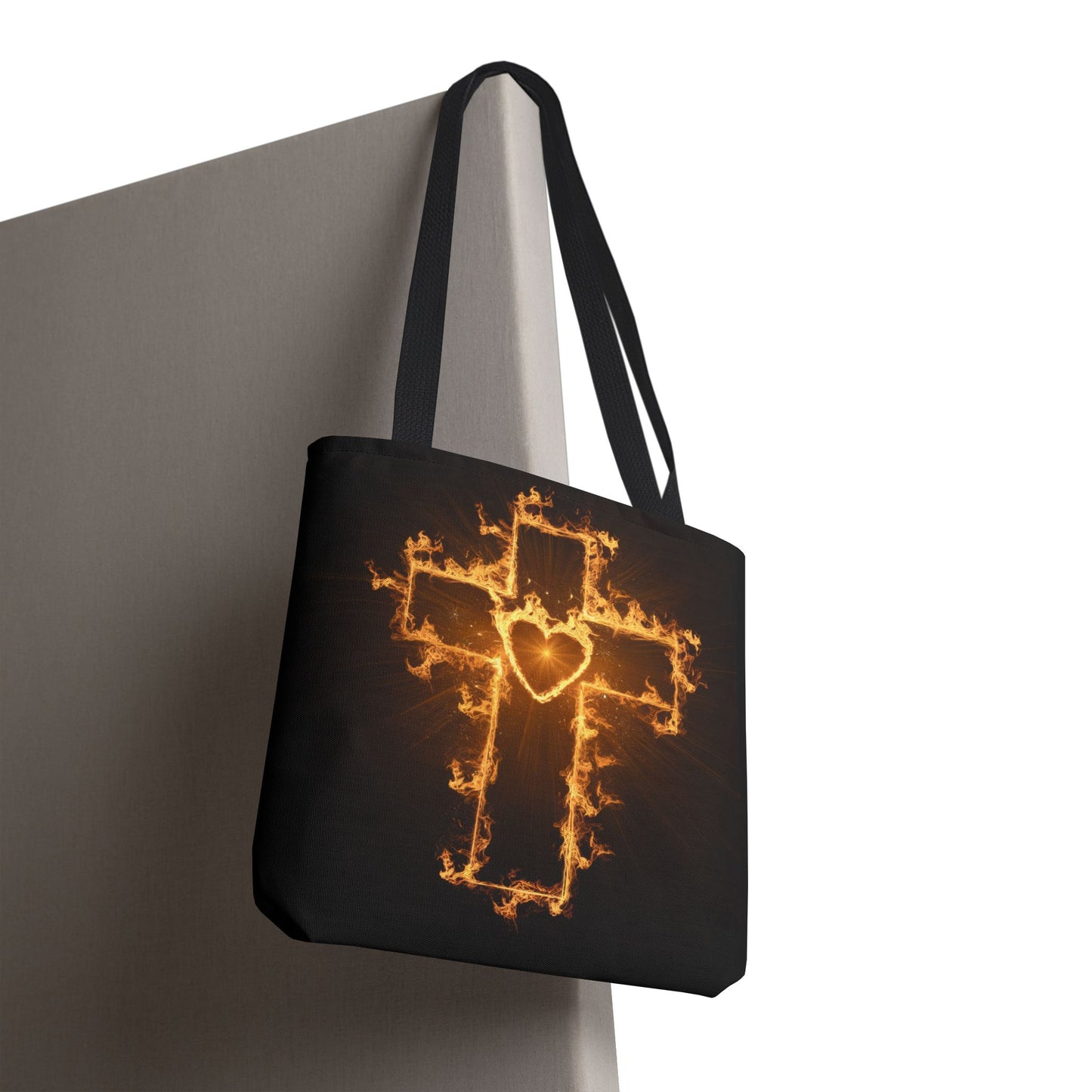 Stylish Flame Cross Tote Bag - Faith-Inspired Fashion