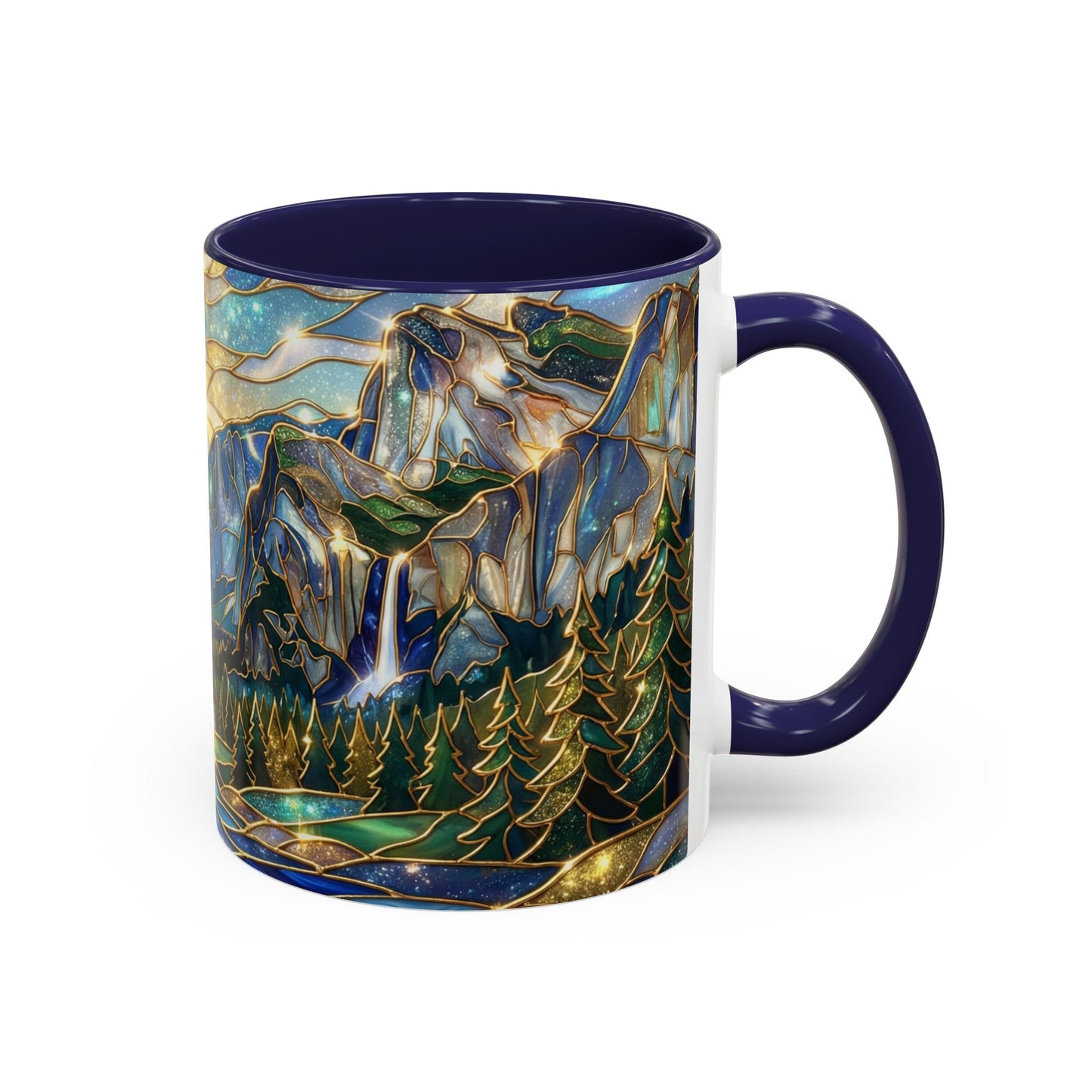 Stained Glass Yosemite Mug, Yosemite Mountain Coffee Cup, Waterfall Landscape Art Mug, Scenic Nature Mug, Yosemite Gift, Outdoor Lover Gift