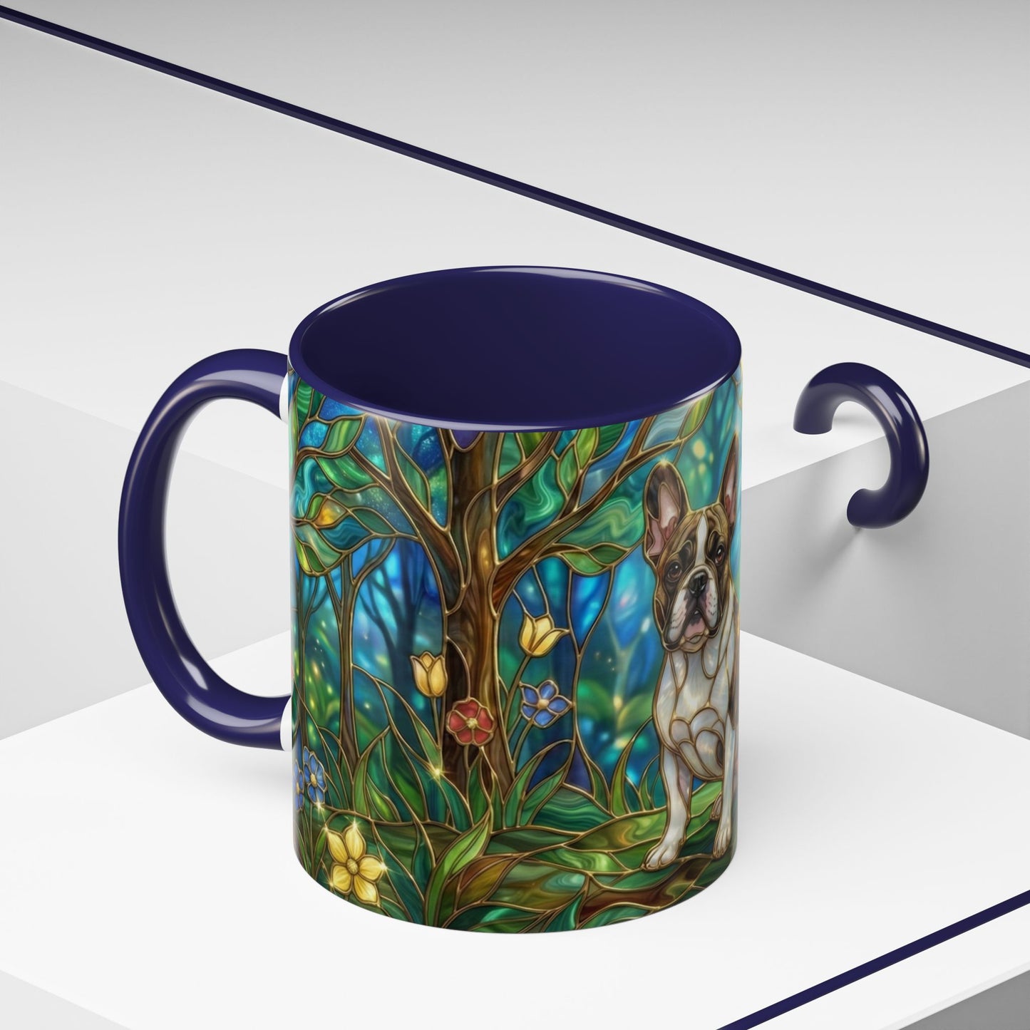 Stained Glass French Bulldog Mug, Frenchie Coffee Mug, Colorful French Bulldog Art Cup, Dog Mom Gift, Pet Lover Mug, Unique Frenchie Gift