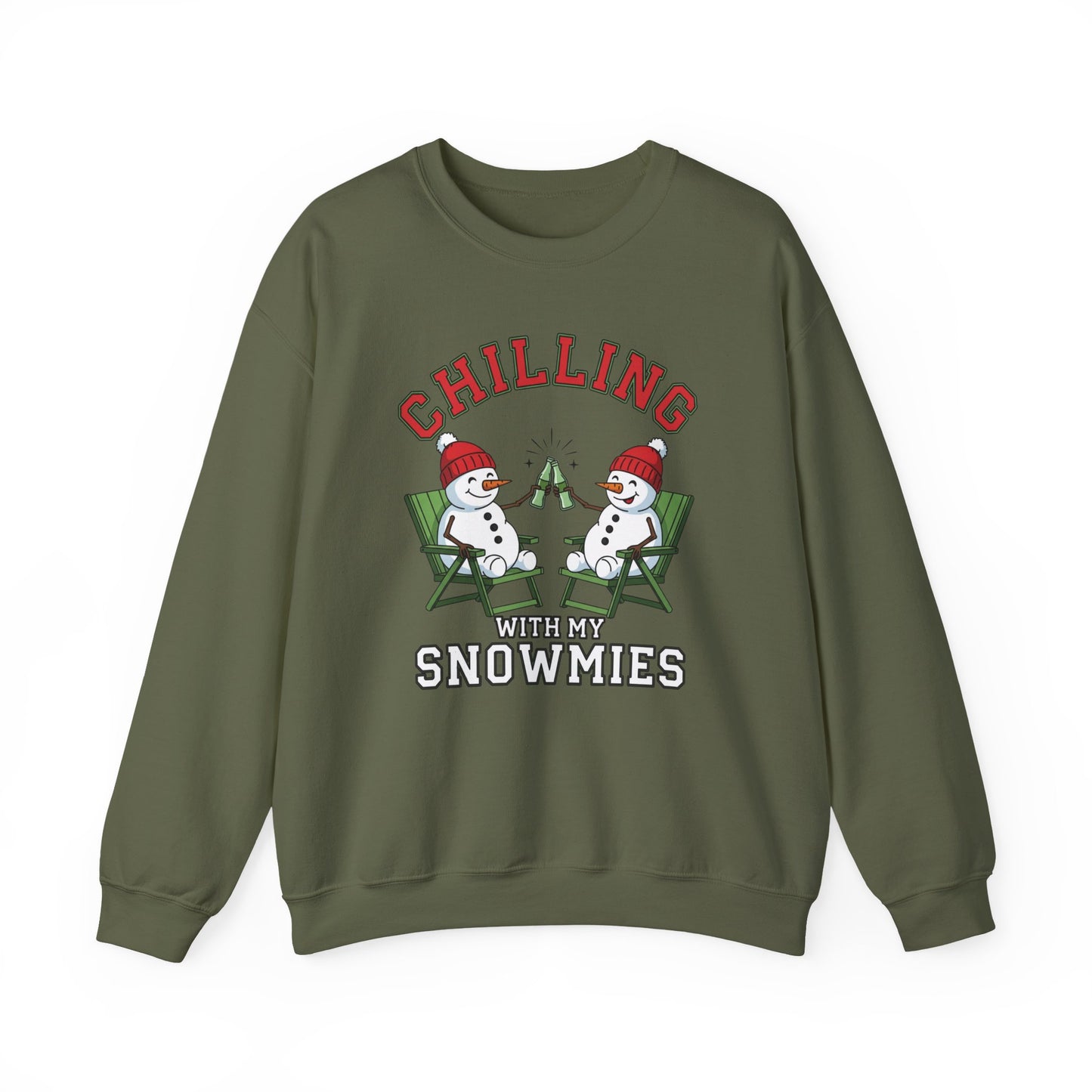Chilling With My Snowmies Sweatshirt - Funny Christmas Snowman Sweater, Holiday Party Shirt, Cute Winter Gift, Matching Friends Xmas Top