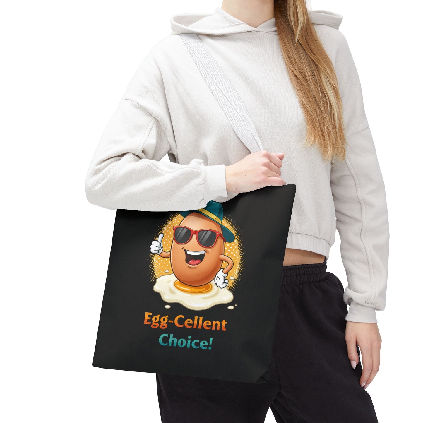 Tote Bag: Egg-Cellent Choice Thumbs Up Pun Design
