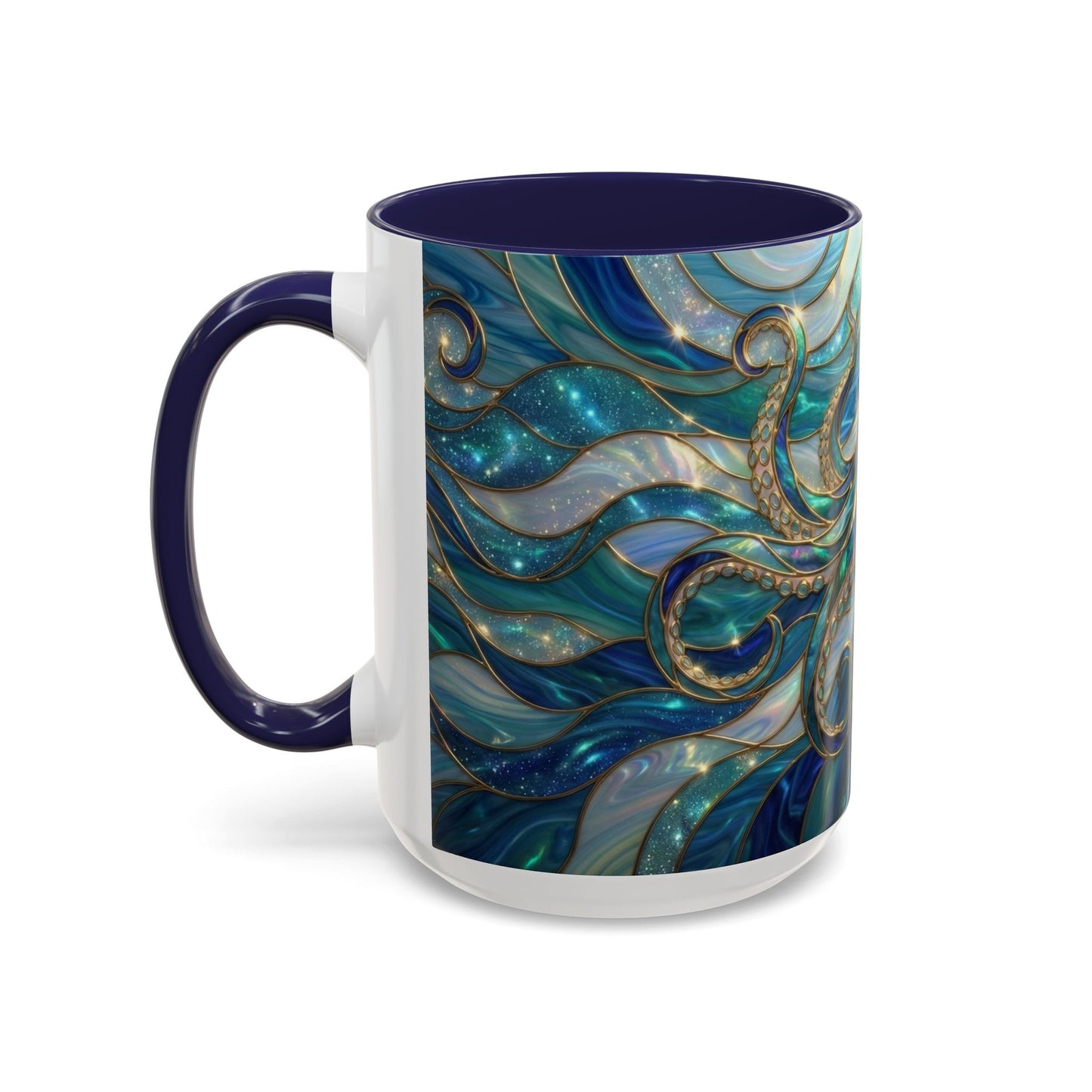 Stained Glass Octopus Mug, Octopus Coffee Mug, Ocean Art Mug, Nautical Decor Cup, Sea Creature Mug, Octopus Lover Gift