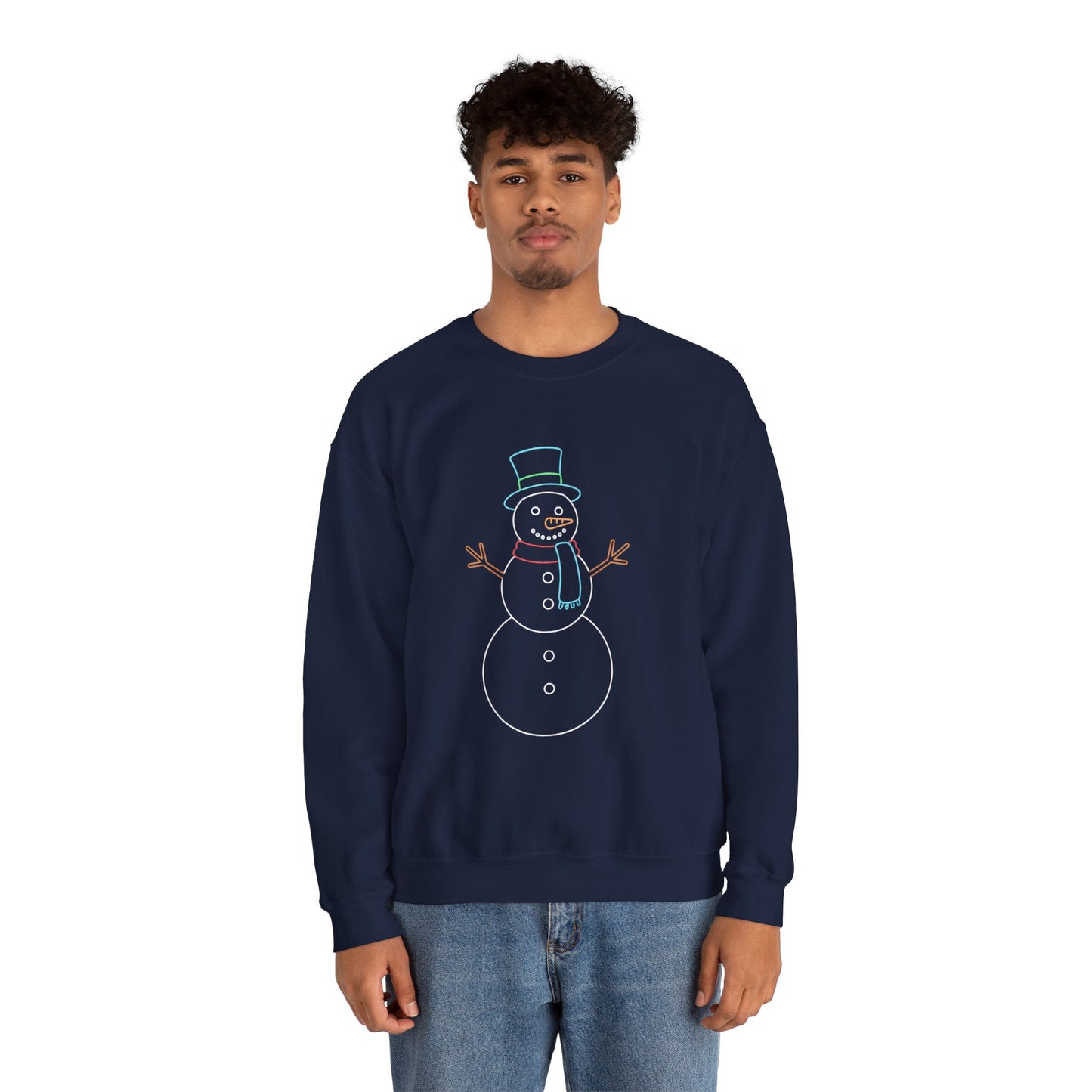 Snowman Sweatshirt, Black Snowman Crewneck, Holiday Winter Sweatshirt Unisex, Cute Snowman Gift for Her Him, Cozy Winter Fashion