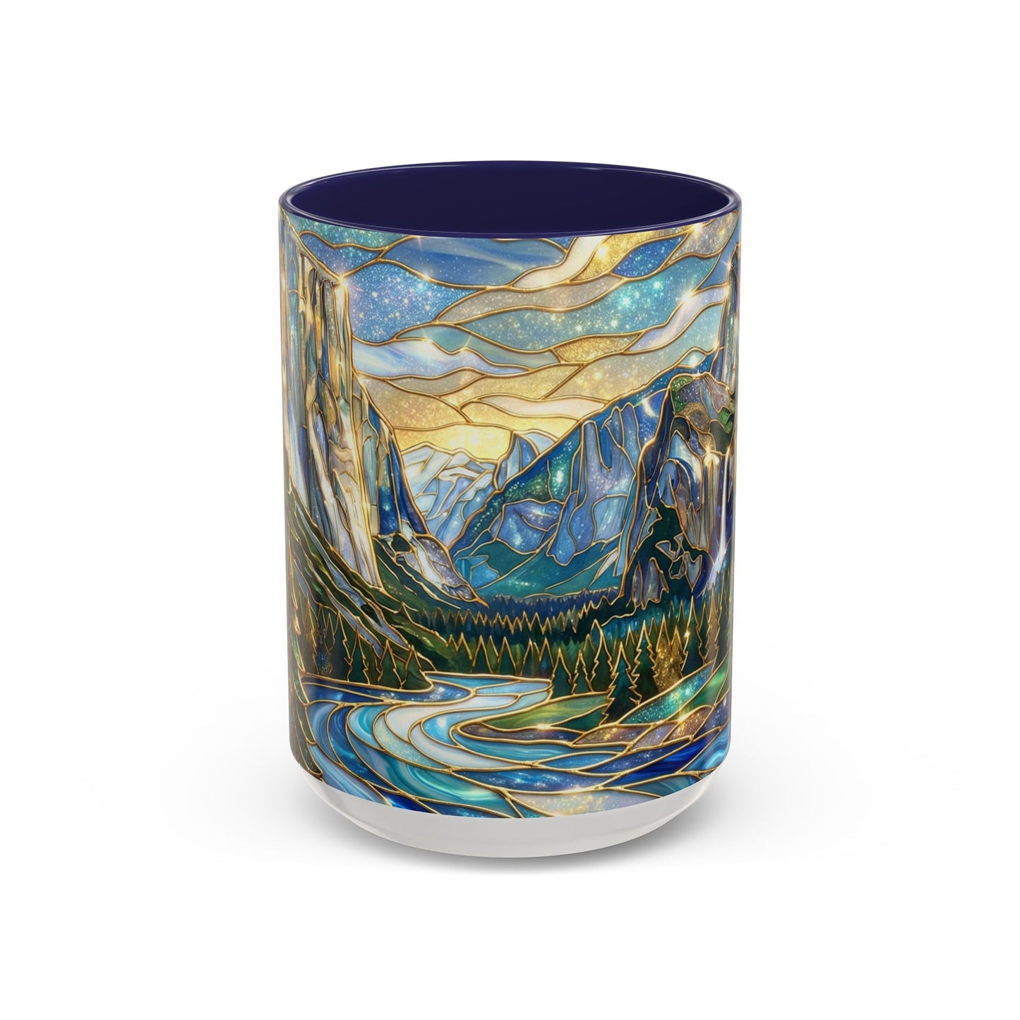 Stained Glass Yosemite Mug, Yosemite Mountain Coffee Cup, Waterfall Landscape Art Mug, Scenic Nature Mug, Yosemite Gift, Outdoor Lover Gift