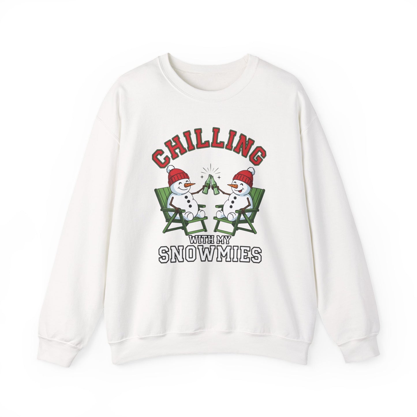 Chilling With My Snowmies Sweatshirt - Funny Christmas Snowman Sweater, Holiday Party Shirt, Cute Winter Gift, Matching Friends Xmas Top