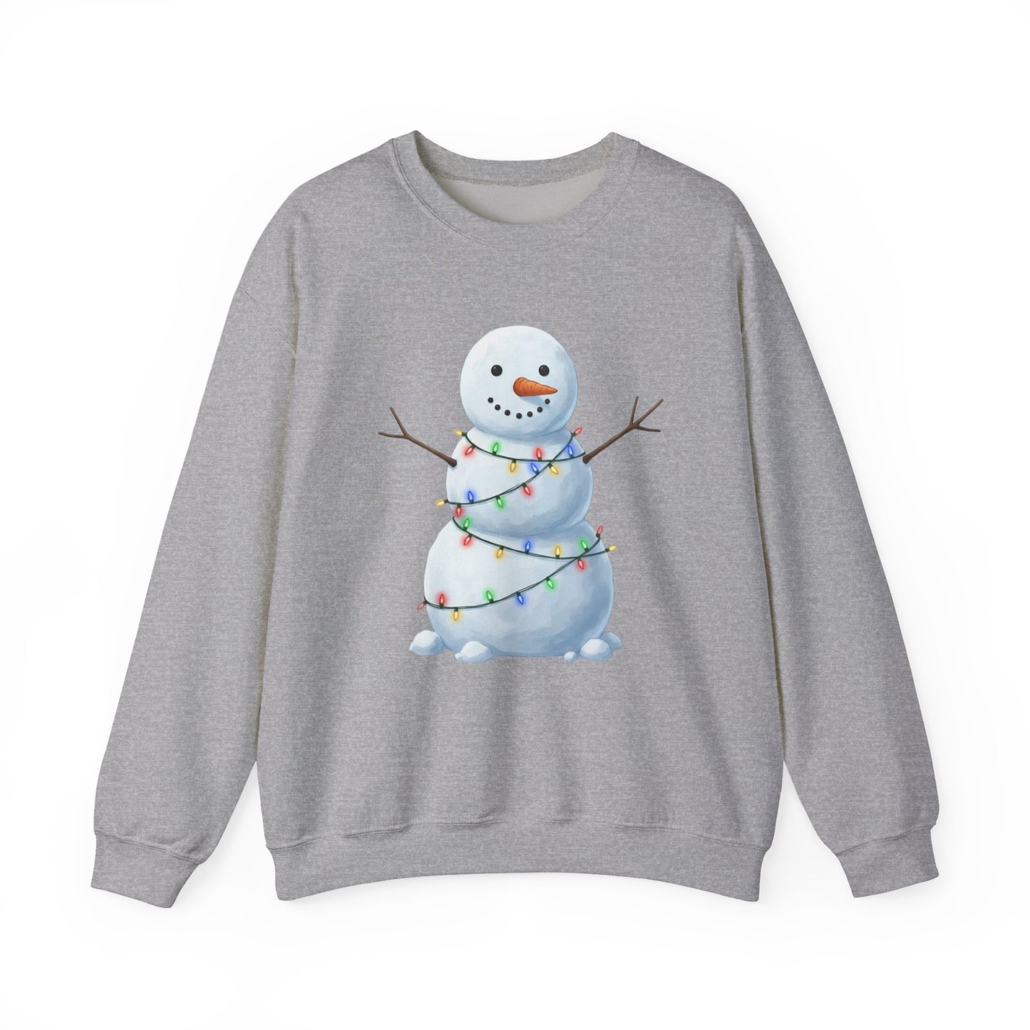 Cute Snowman Christmas Sweatshirt, Holiday Snowman Lights Sweater, Winter Snowman Crewneck, Cozy Christmas Gift, Festive Holiday Shirt