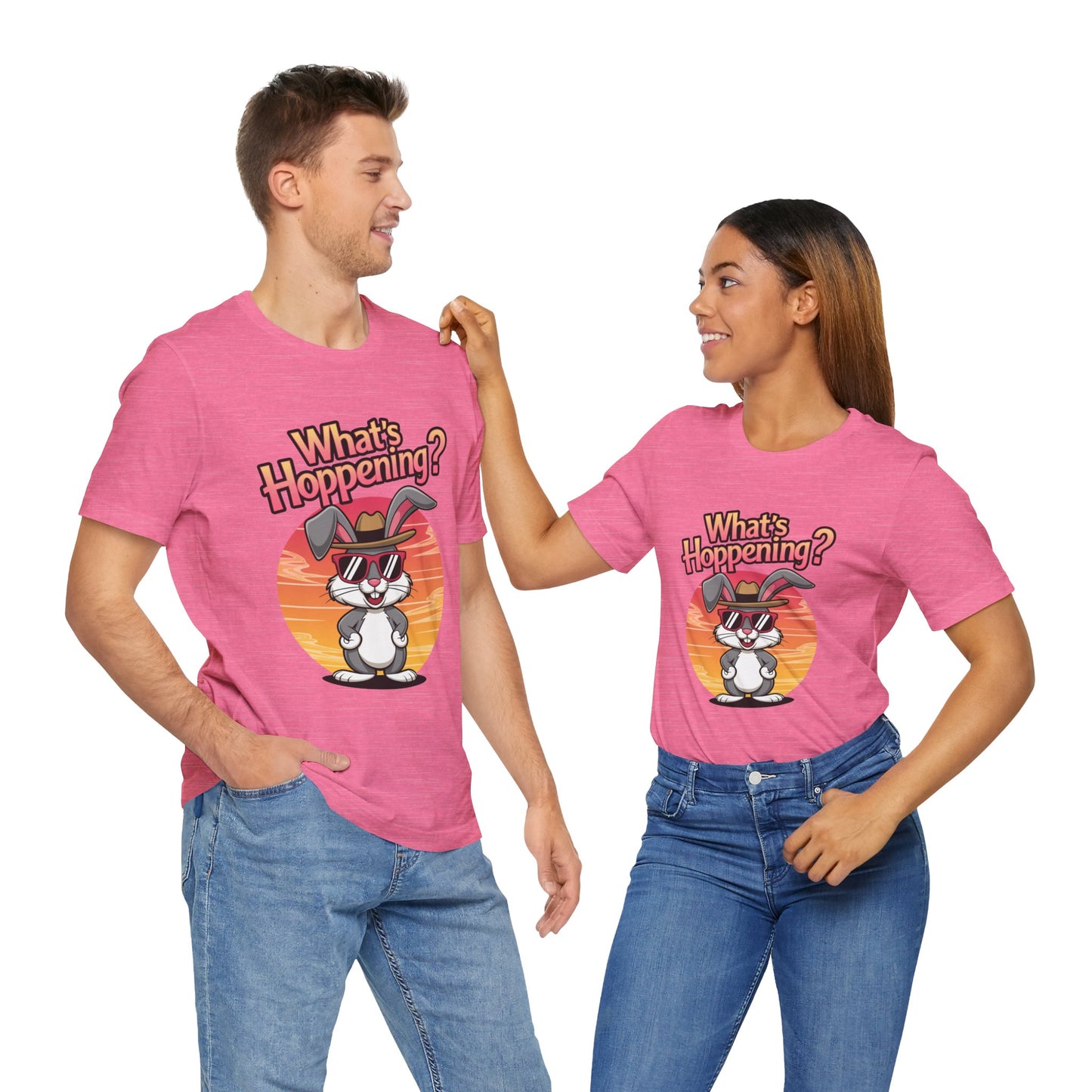 What’s Hoppening Funny Bunny Shirt – Cute Rabbit Pun T-Shirt – Sunset Graphic Tee for Animal Lovers, Easter, and Pun Enthusiasts