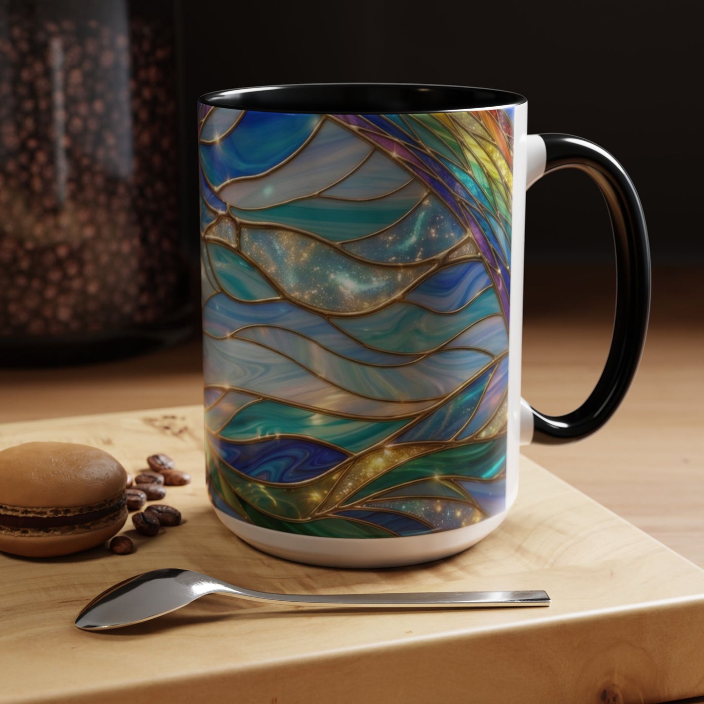 Stained Glass Rainbow Mug, Pot Of Gold Coffee Cup, St Patricks Day Gift, Magical Fantasy Tea Cup, Lucky Irish Leprechaun, Colorful Art