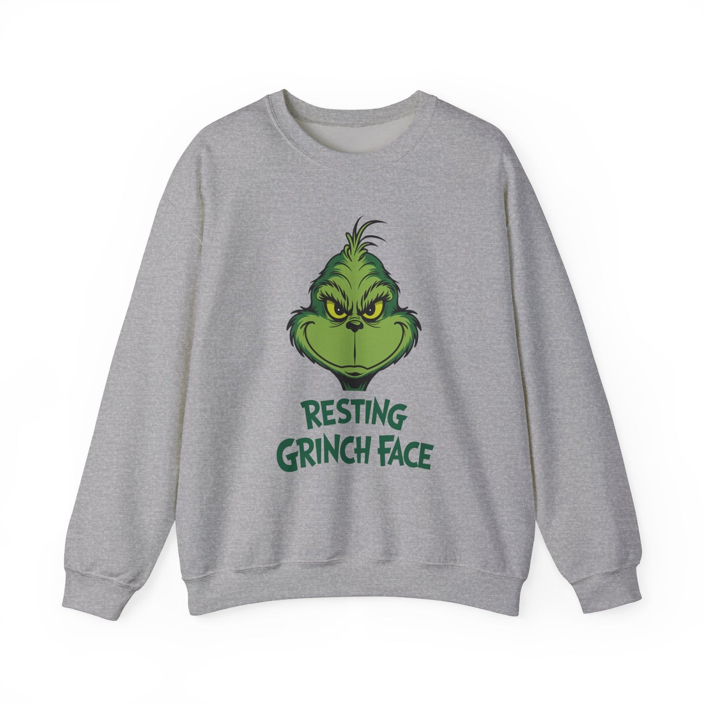 Resting Grinch Face Christmas Sweatshirt, Funny Holiday Sweater, Cozy Unisex Crewneck, Festive Grumpy Christmas Gift For Him Or Her
