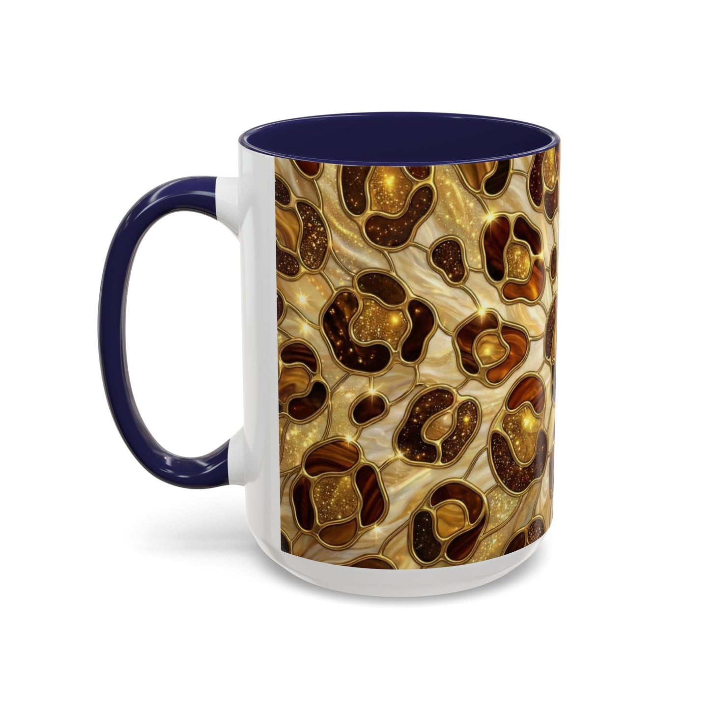 Stained Glass Leopard Print Mug, Gold Cheetah Coffee Cup, Luxury Animal Print Gift, Glam Mosaic Tea Mug, Trendy Desk Decor For Her Gifts
