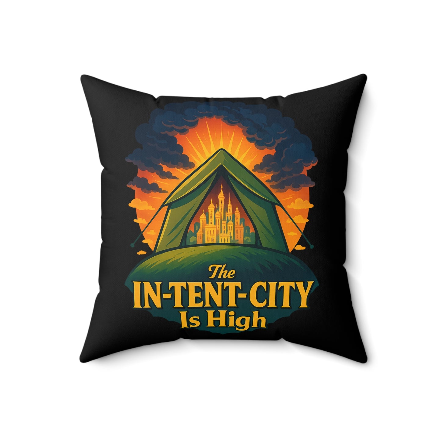 Square Pillow City in a Tent The In-Tent-City is High Intense Throw Intensity Decor Dorm Room Decor