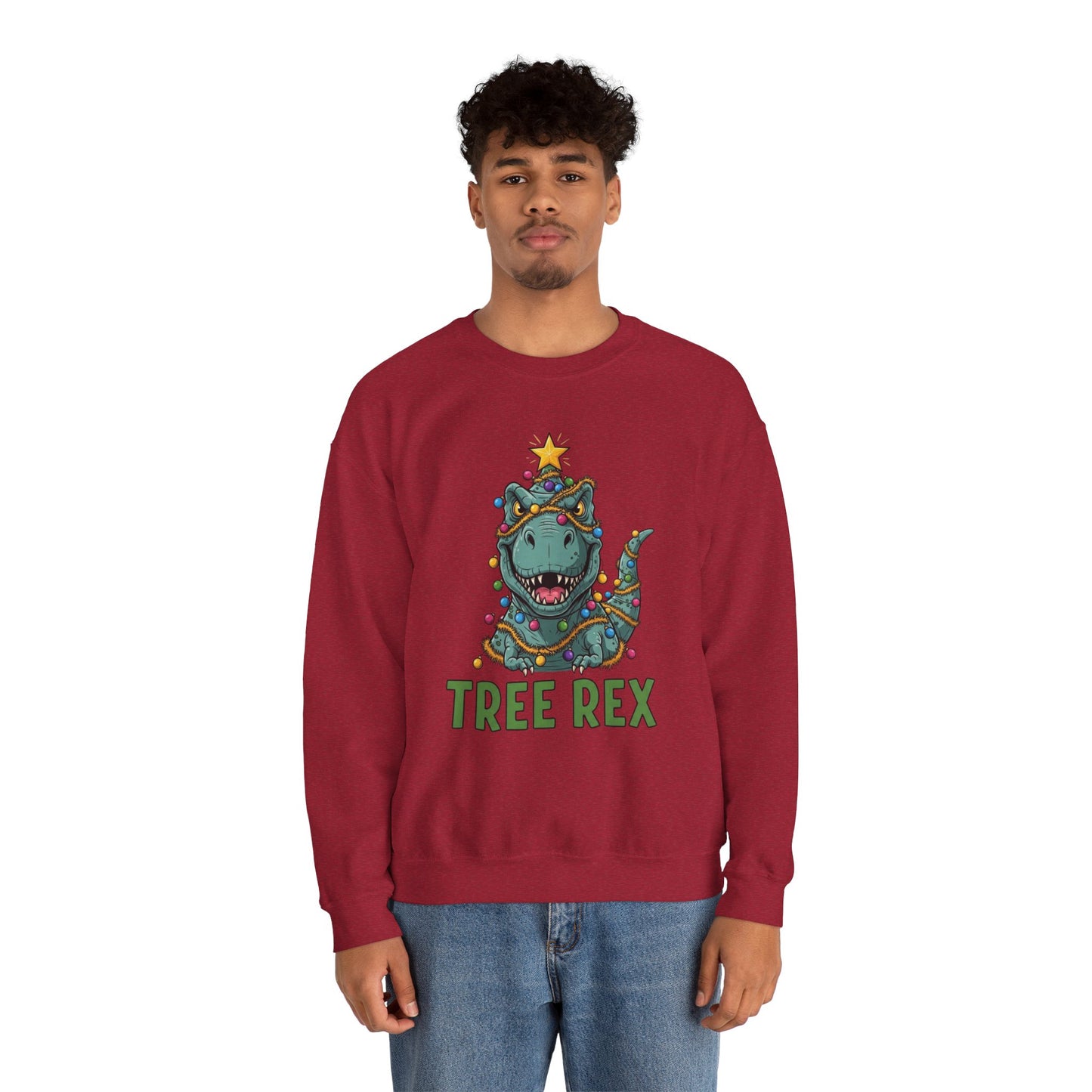Tree Rex Christmas Sweatshirt, Funny Dinosaur Holiday Sweater, Cute T-Rex Christmas Crewneck, Festive Unisex Gift For Friends And Family