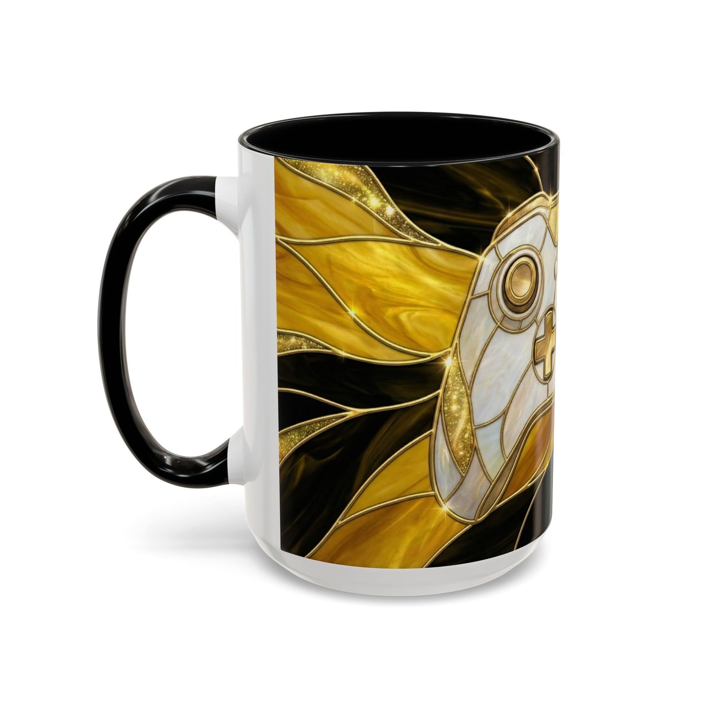 Stained Glass Gamer Mug, Gold Controller Coffee Cup, Video Game Gifts for Him, Gamer Boyfriend Gift, Teen Boy Gaming Mug, Desk Decor
