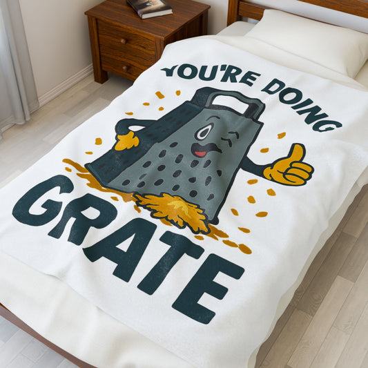 Funny "You're Doing Grate" Blanket – Cute Pun Fleece Throw for Cozy Comfort | Gift for Foodies, Friends & Cheese Lovers