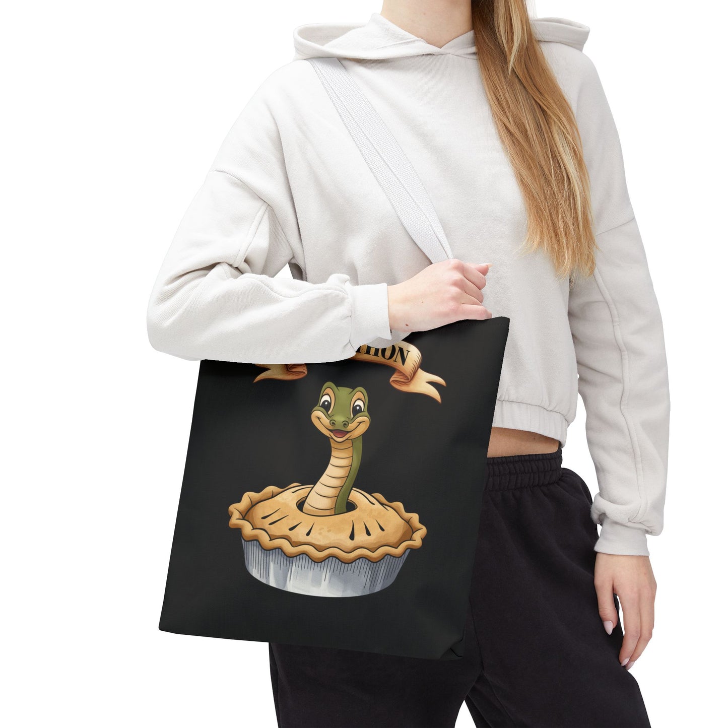 Funny Tote Bag with Snake Joke - Pie-Thon