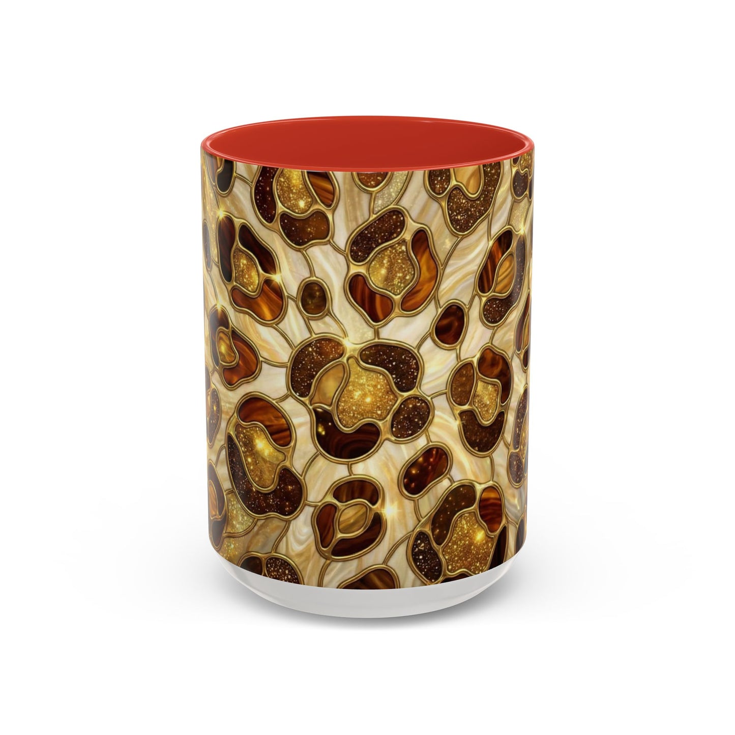 Stained Glass Leopard Print Mug, Gold Cheetah Coffee Cup, Luxury Animal Print Gift, Glam Mosaic Tea Mug, Trendy Desk Decor For Her Gifts
