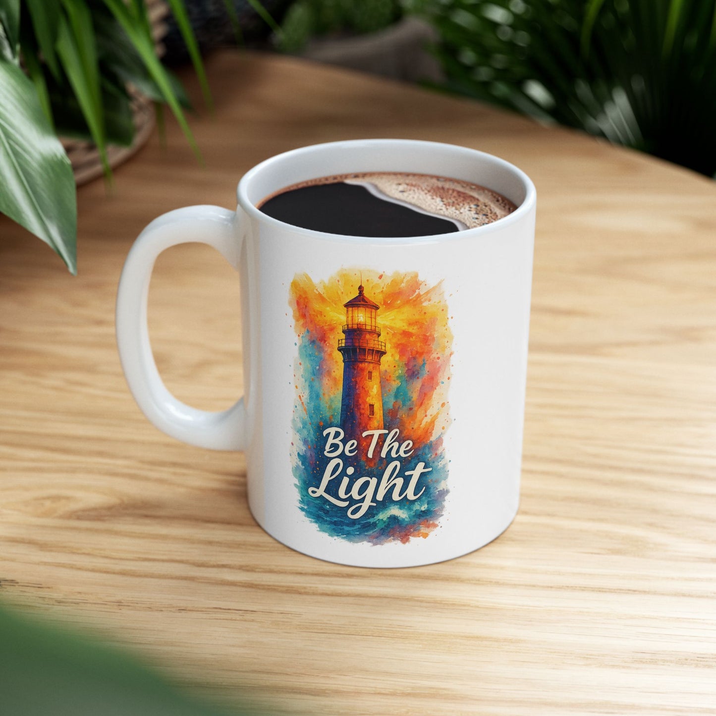 Be the Light Lighthouse Mug - Inspirational Ceramic Coffee Cup | Motivational Gift for Him, Her, Graduation, New Job