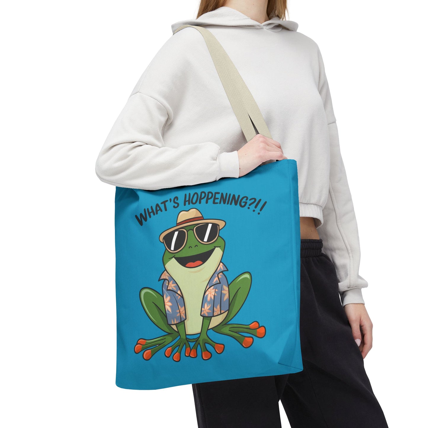 Frog Tote Bag - What's Hoppening Pun Design