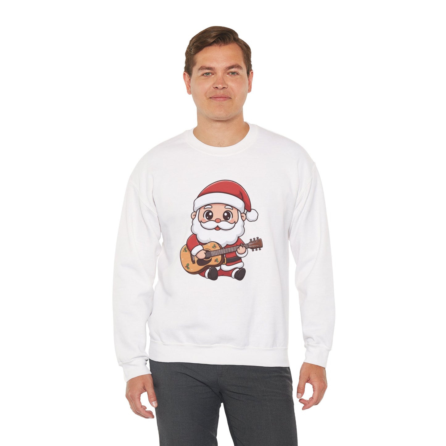 Cute Santa Guitar Sweatshirt | Christmas Music Lover Sweater | Holiday Crewneck | Funny Santa Musician Shirt | Cozy Xmas Gift for Him or Her