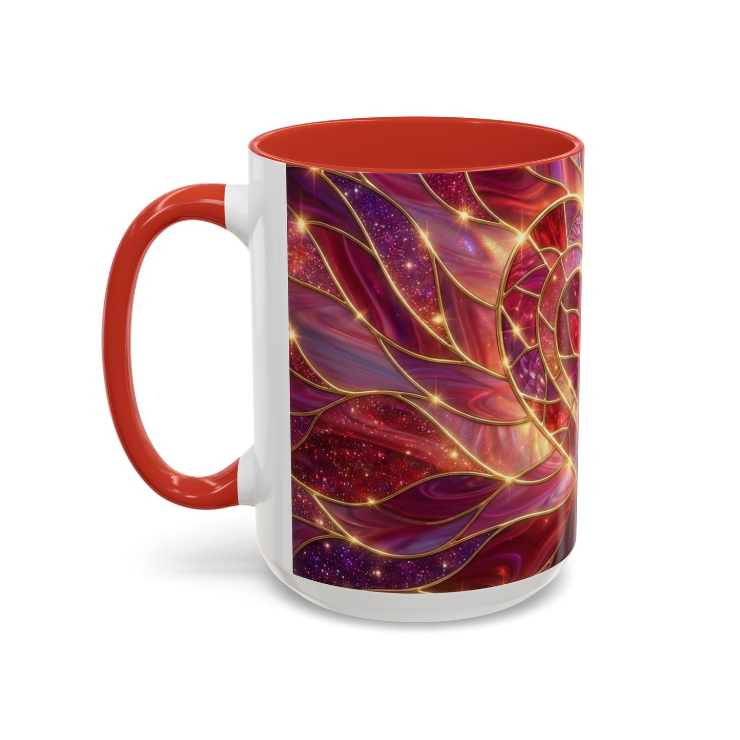 Stained Glass Heart Mug, Valentine Coffee Mug, Romantic Love Mug, Pink Red Ceramic Cup, Gift For Her, Anniversary Gift Mug