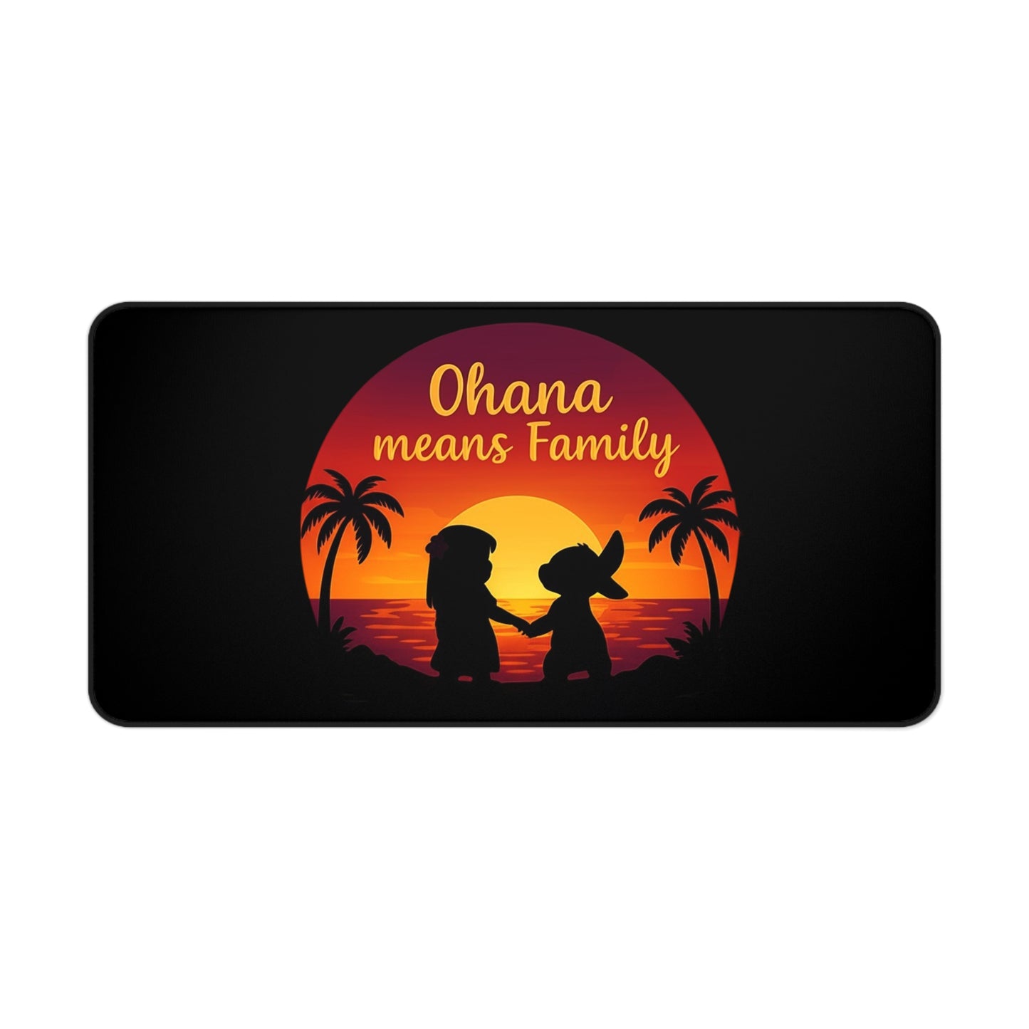 Ohana Means Family Desk Mat – Tropical Mouse Pad, Extended Gaming Mat, Aesthetic Office Decor, Cute Anime Desk Setup Gift