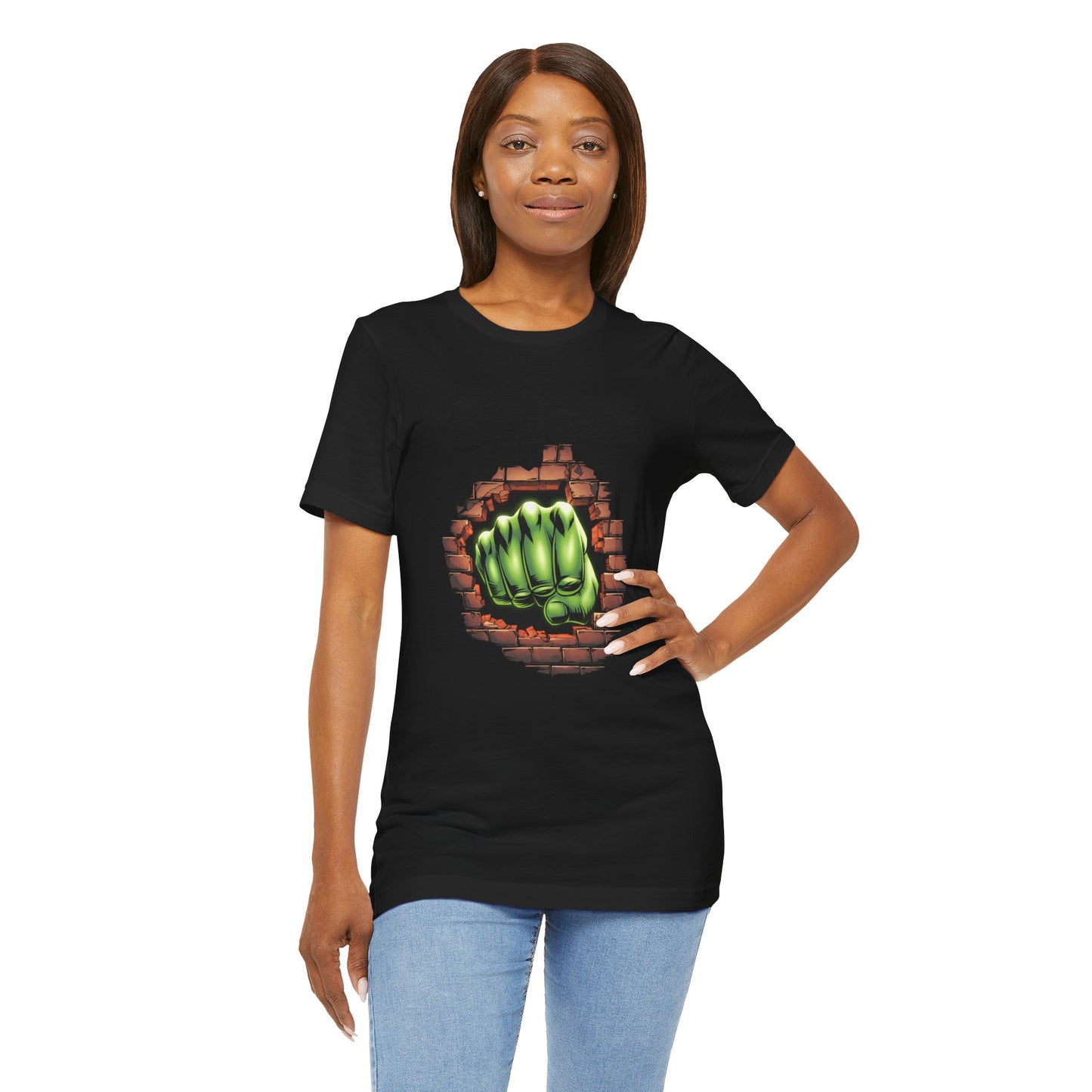 Green Hero Fist Graphic Tee – Superhero Shirt, Comic Pop Art, Gamer Gift, Y2K Dopamine Aesthetic, Funny Nerd Fashion, Unisex T‑shirt