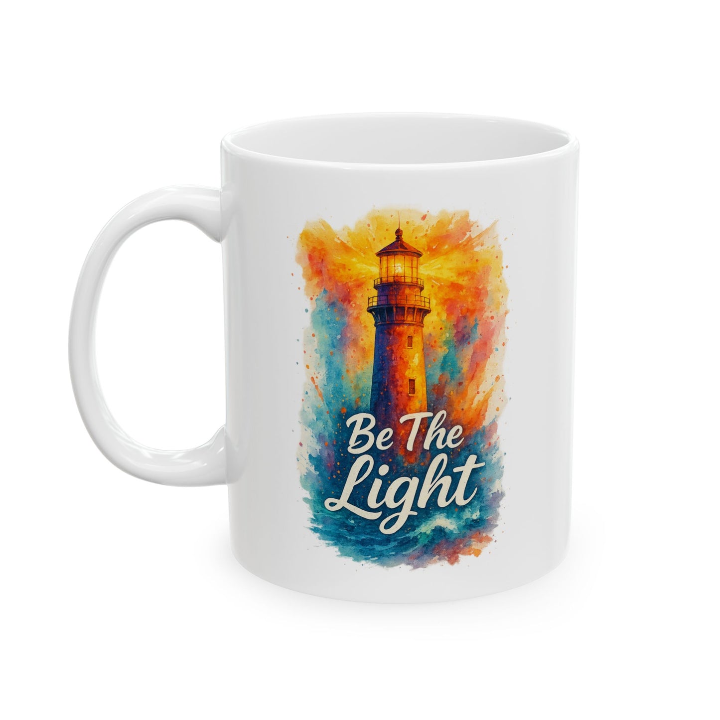 Be the Light Lighthouse Mug - Inspirational Ceramic Coffee Cup | Motivational Gift for Him, Her, Graduation, New Job