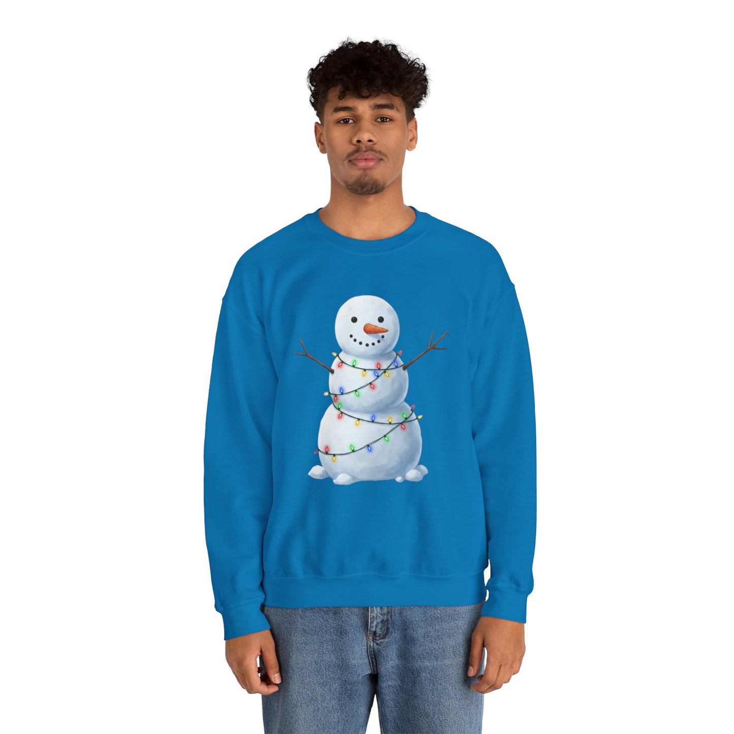 Cute Snowman Christmas Sweatshirt, Holiday Snowman Lights Sweater, Winter Snowman Crewneck, Cozy Christmas Gift, Festive Holiday Shirt