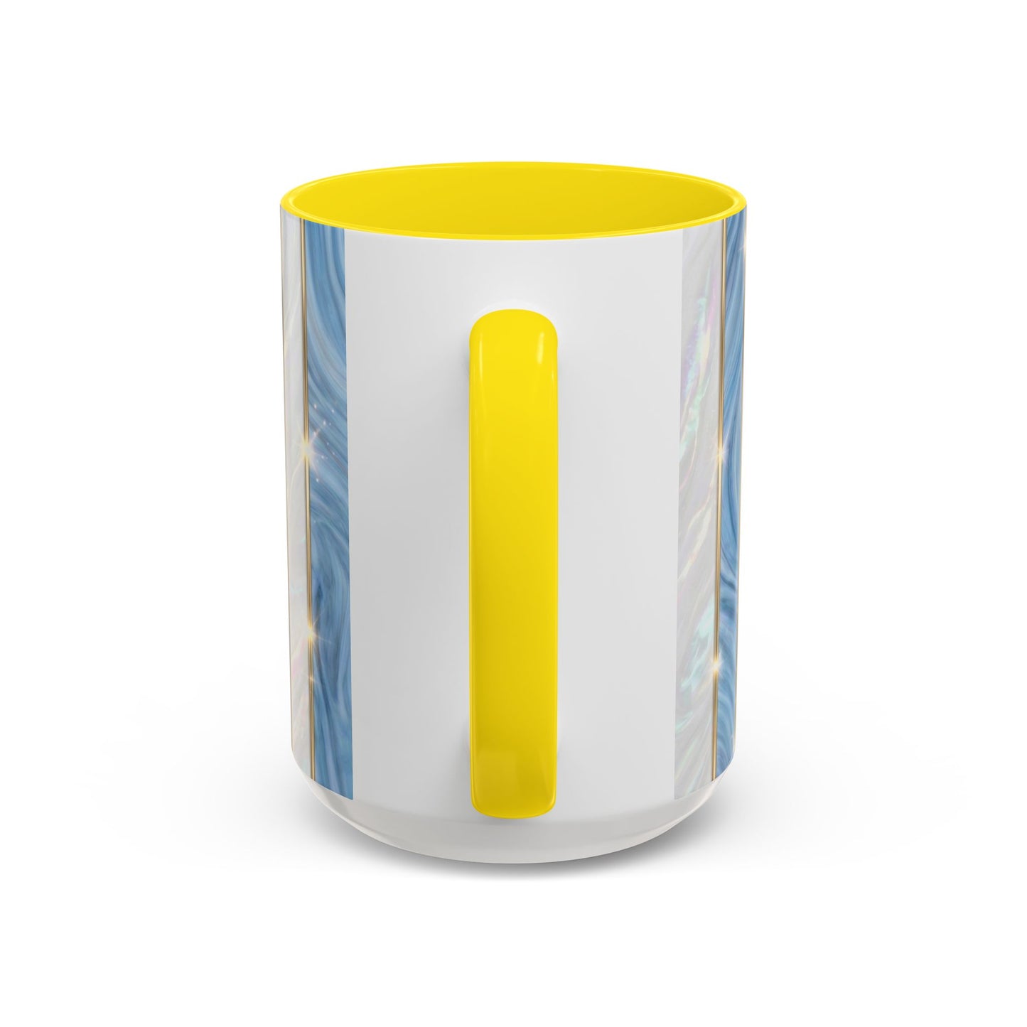 Faux Stained Glass Mug, Blue Pearlescent Coffee Cup, Art Deco Stained Glass Decor, Elegant Gold Stripe Teacup, Unique Art Gift For Her