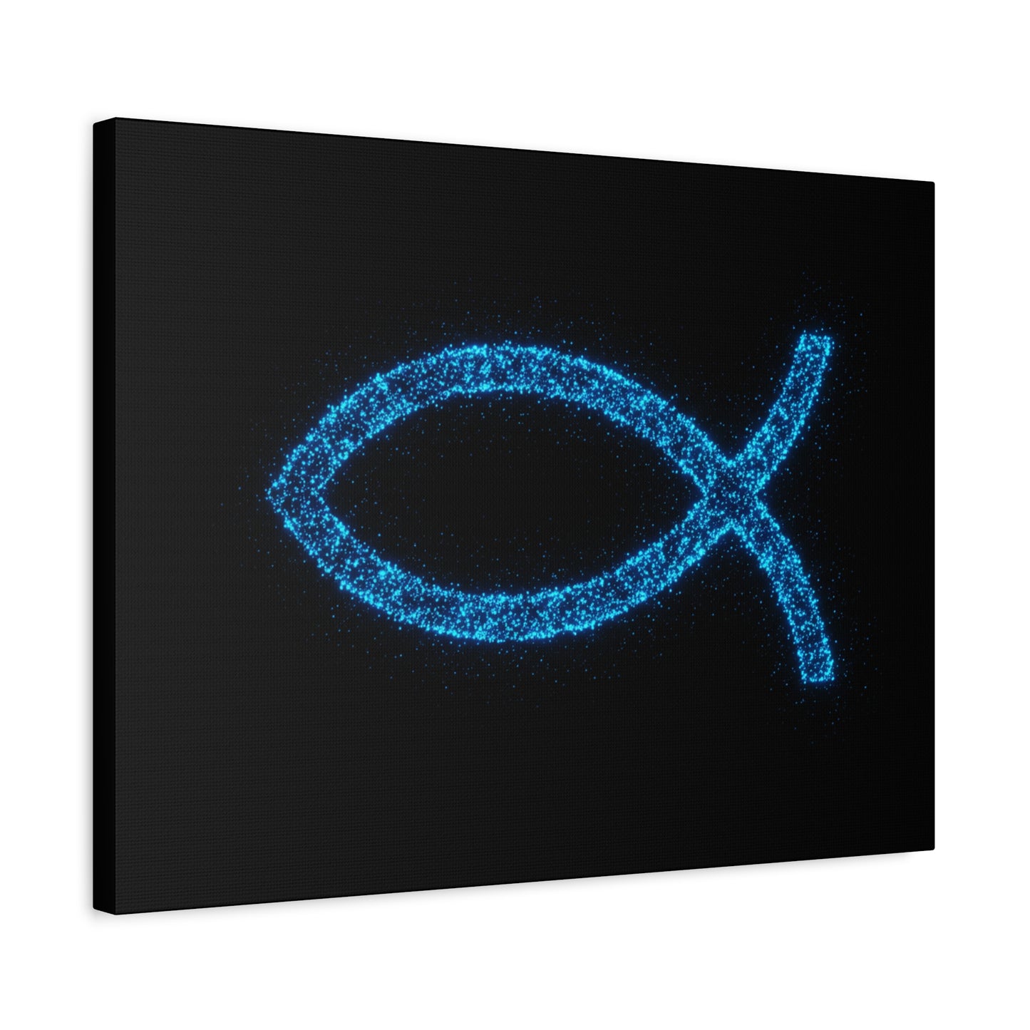 Blue Glitter Fish Symbol Matte Canvas Wall Art