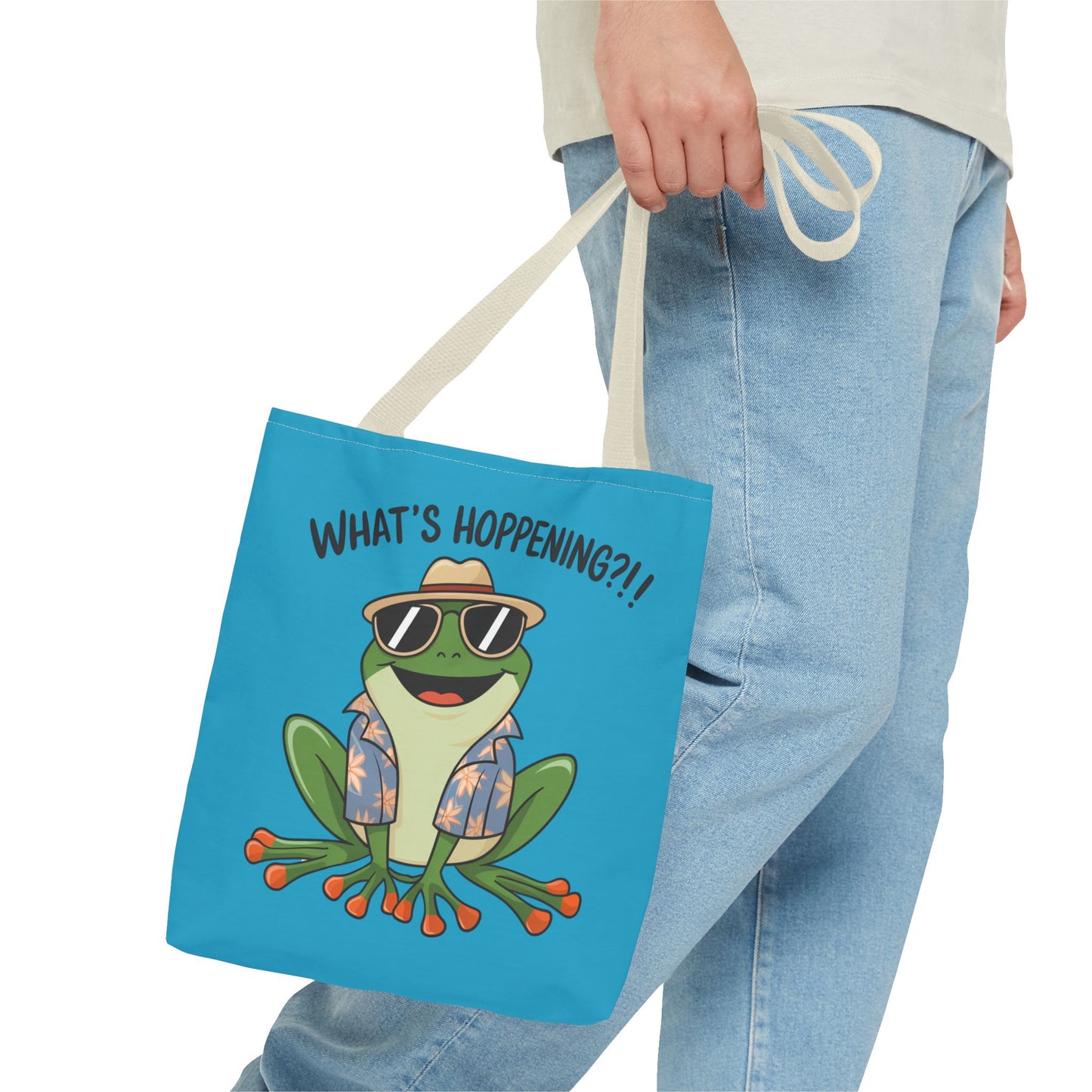 Frog Tote Bag - What's Hoppening Pun Design