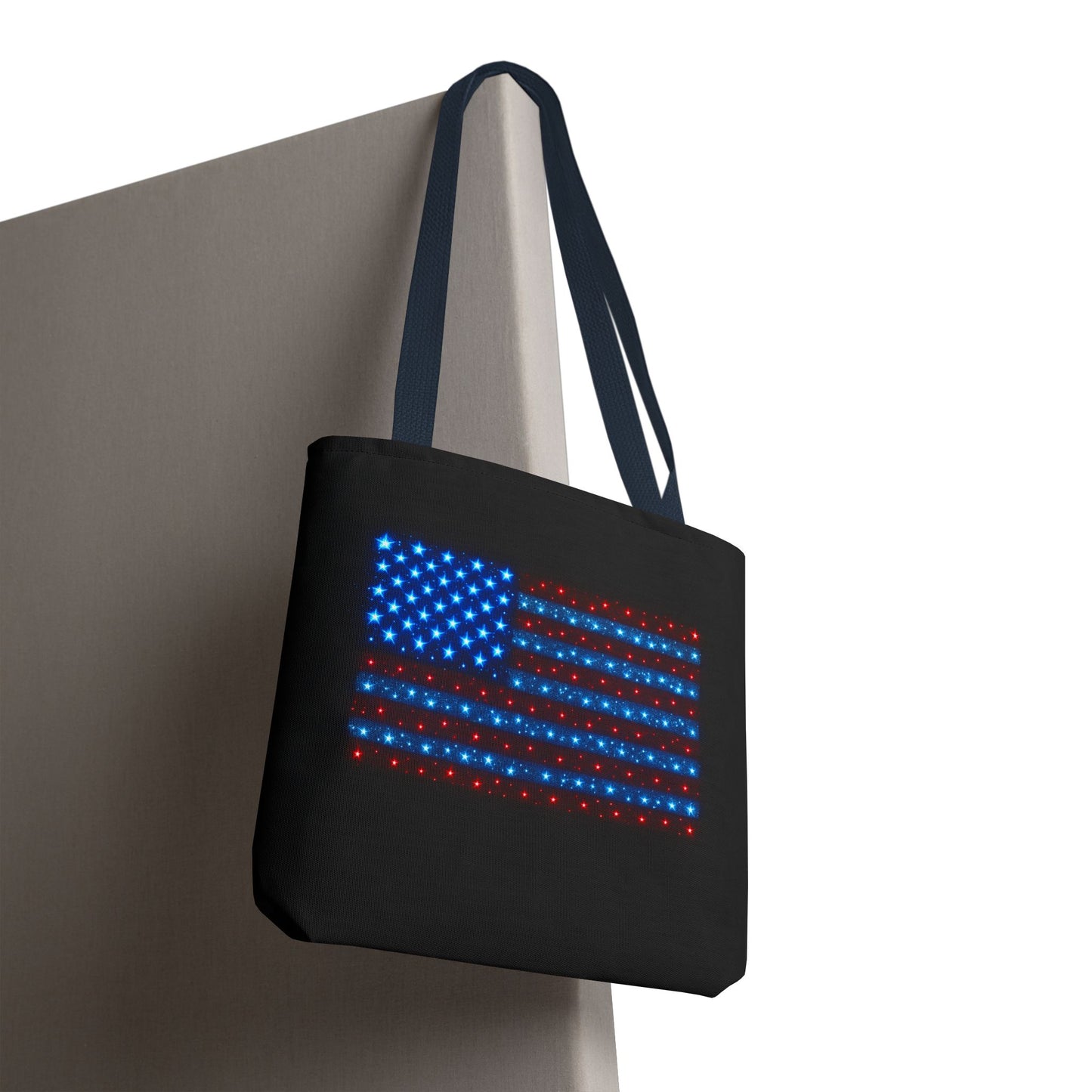 Patriotic LED American Flag Tote Bag | Red White and Blue Stars Bag | 4th of July Gift | USA Pride Reusable Tote | Independence Day Accessory