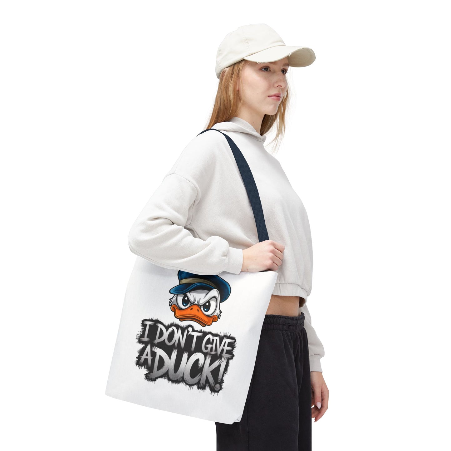 Funny Grumpy Duck Tote Bag | I Don’t Give A Duck Canvas Tote | Eco Reusable Cotton Gift Tote | Cute Animal Humor Market Bag